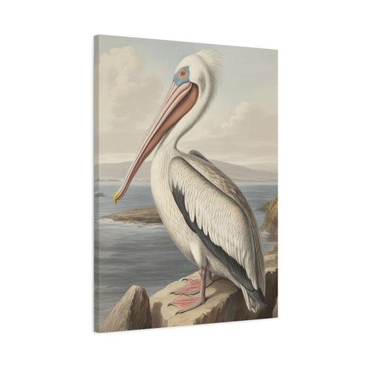 Long Beak Pelican Sitting On Cliff Wall Art & Canvas Prints