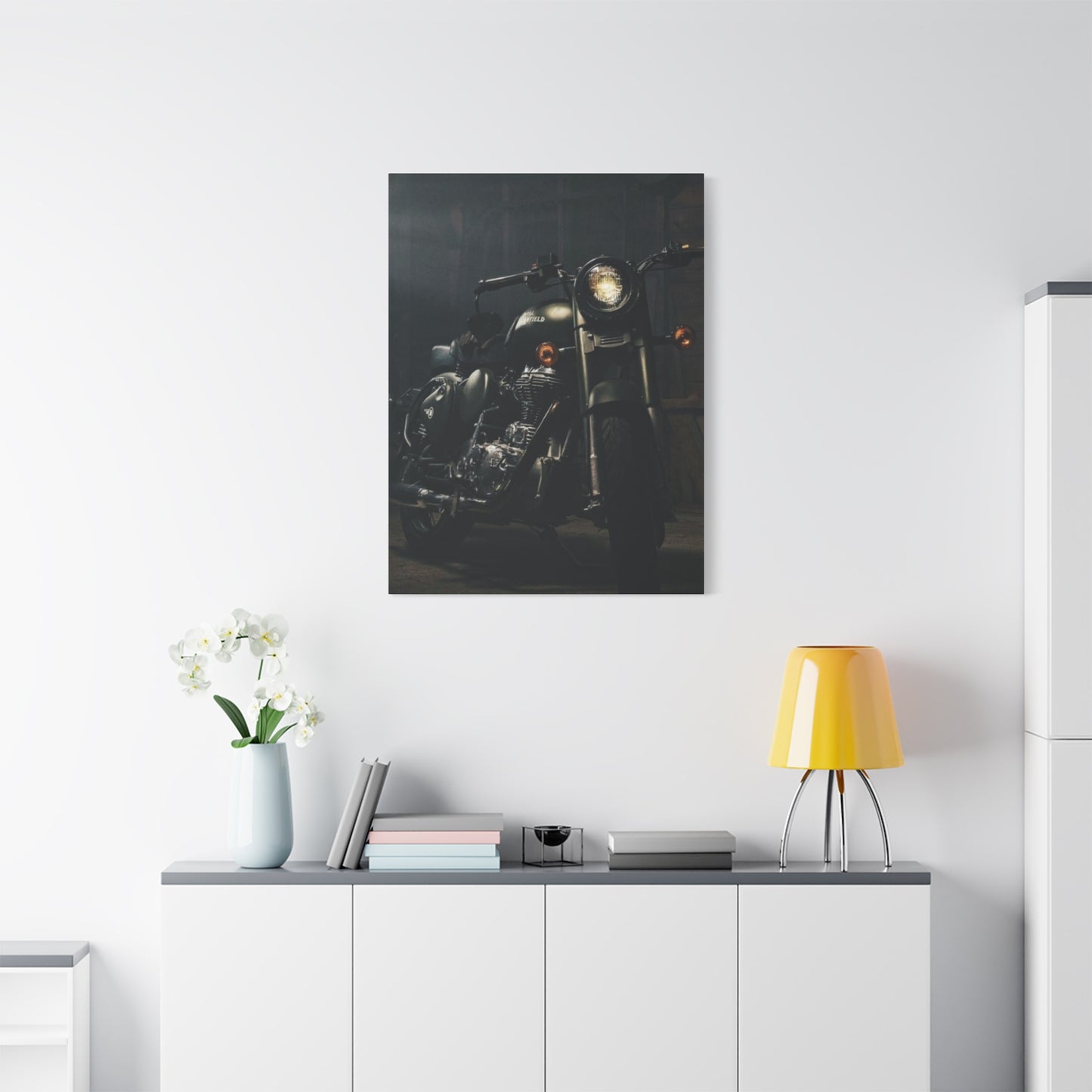 Black Classic Royal Enfield Motorcycle Wall Art & Canvas Prints