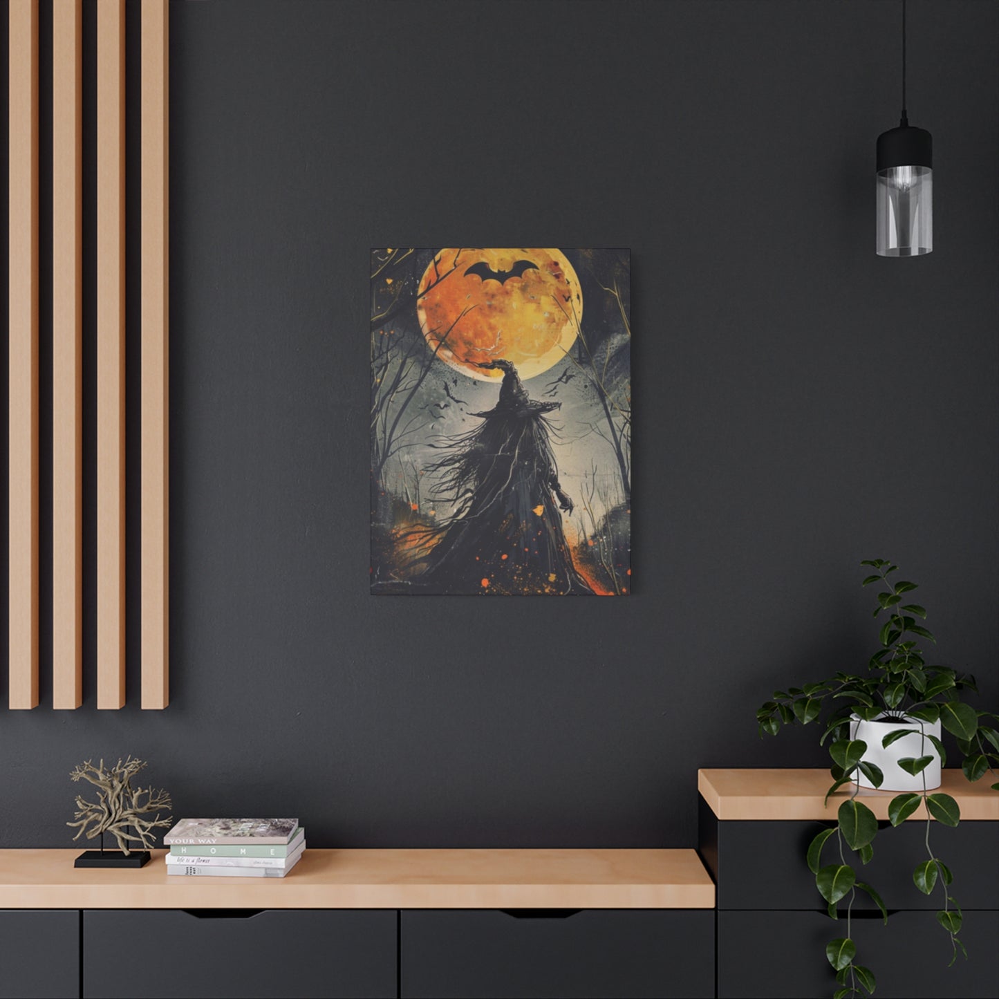 Full Moon Halloween Painting Wall Art & Canvas Prints