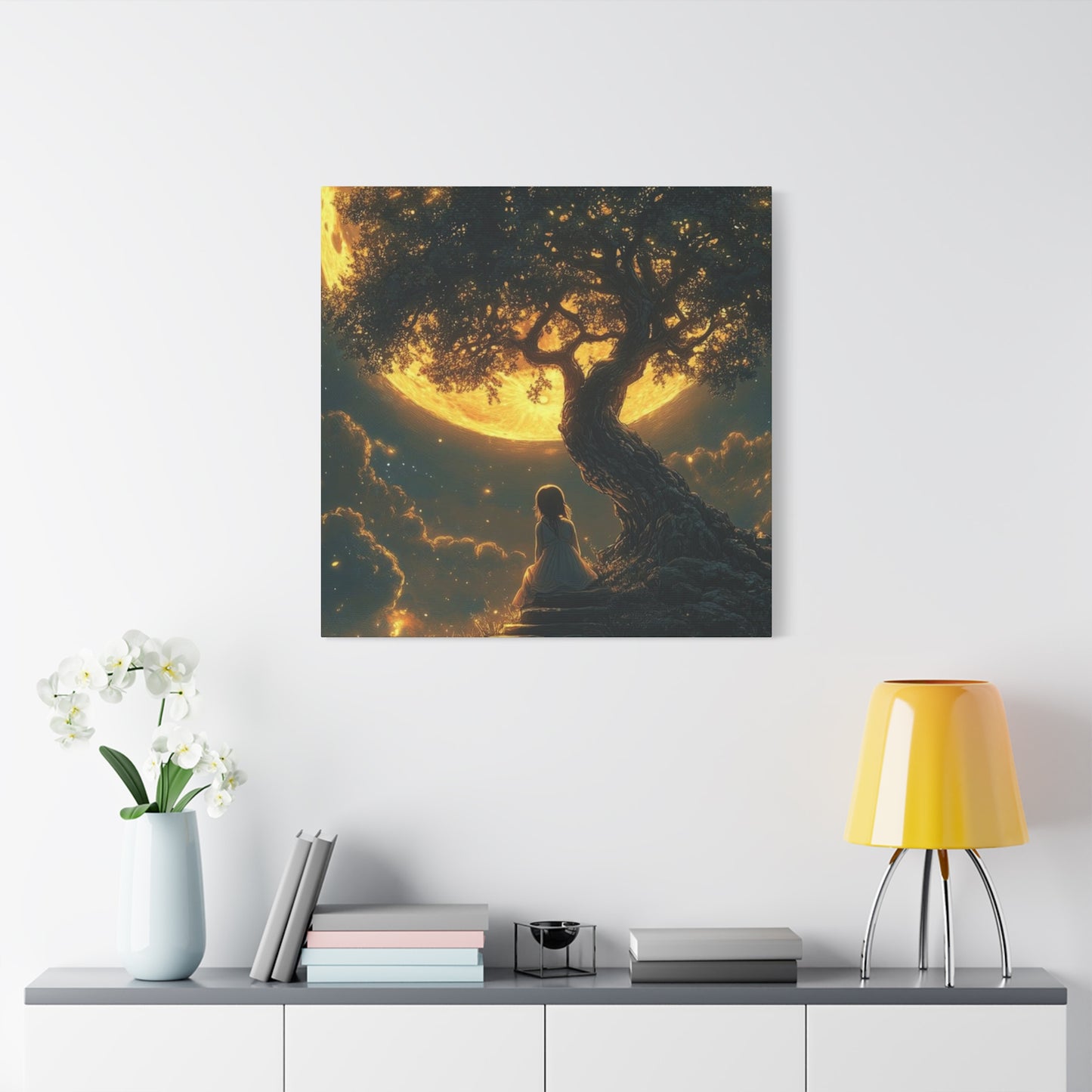 Yellow Moonrise Fantasy Wall Art & Canvas Prints