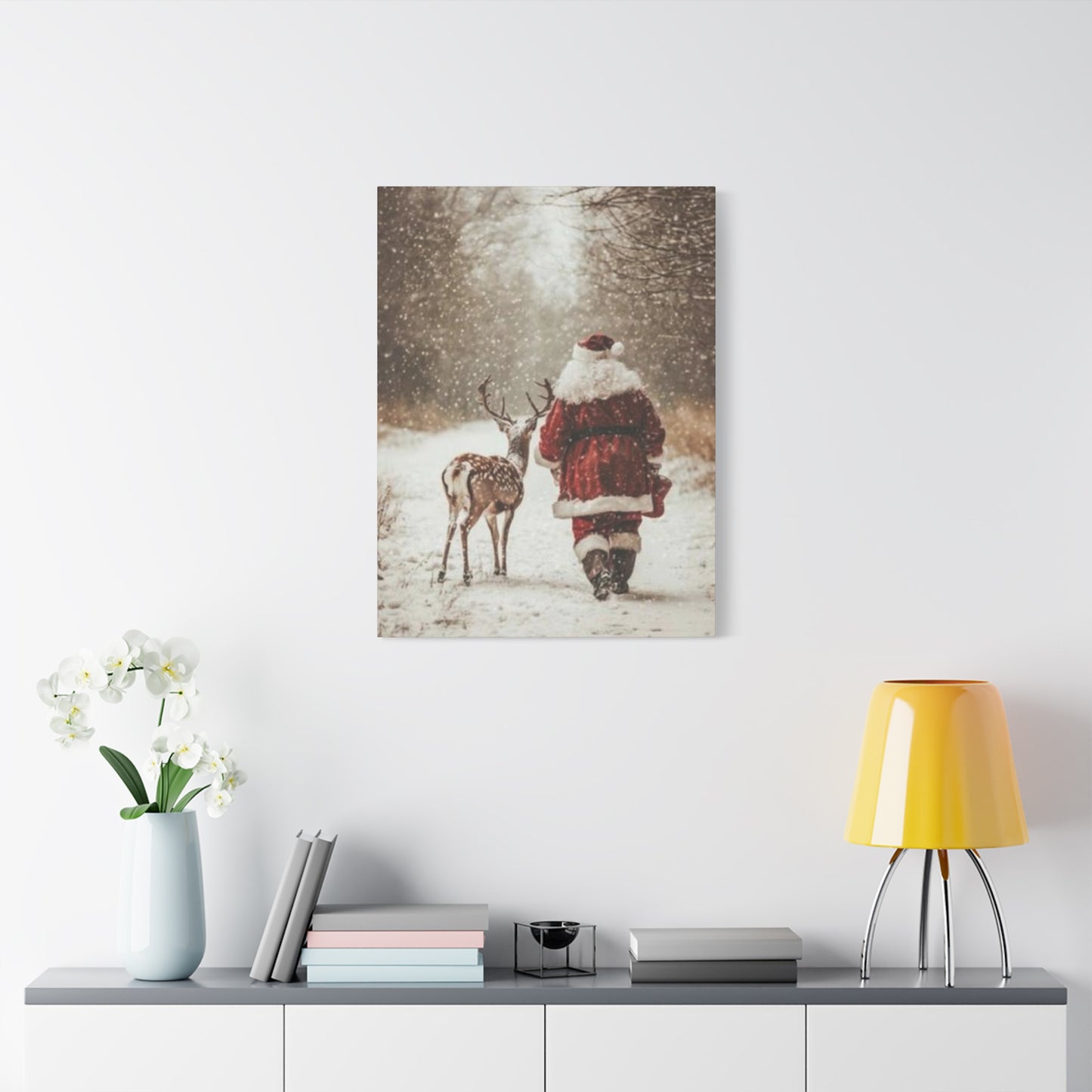 Santa Claus & Deer Wall Art & Canvas Prints