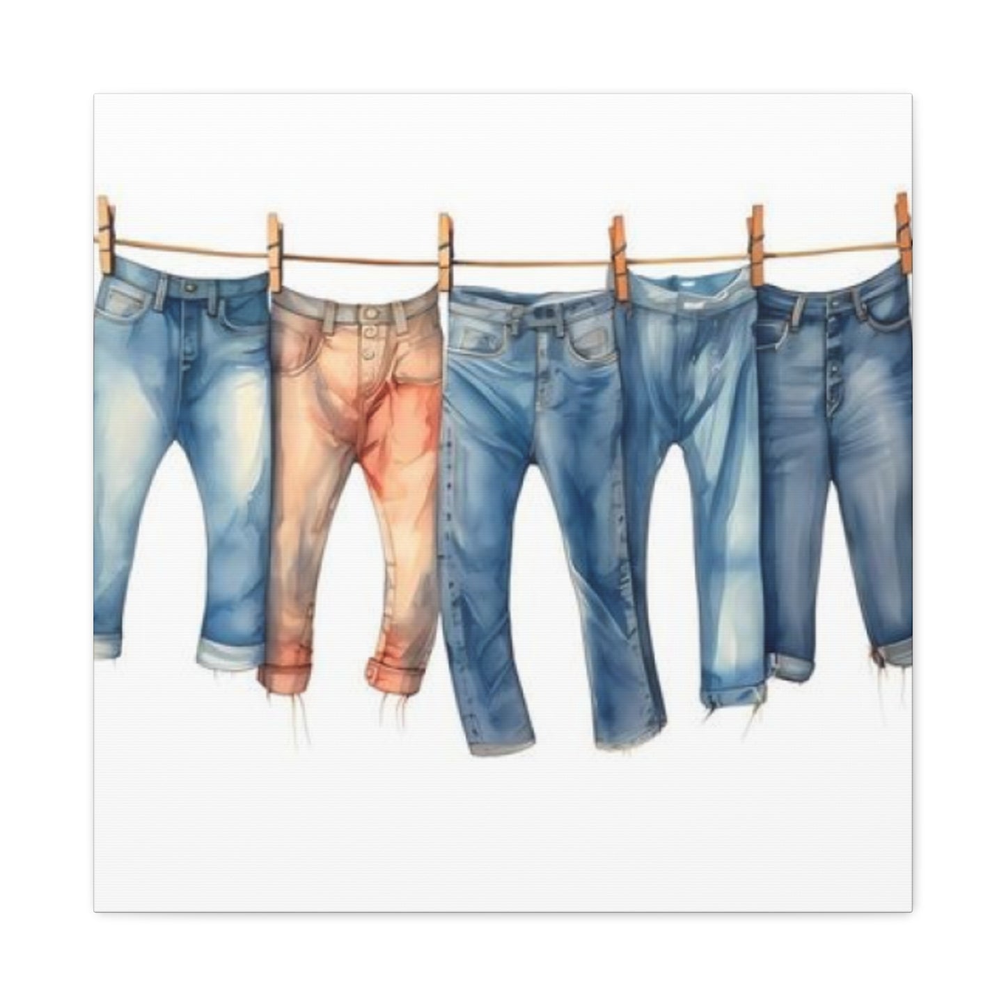 Denim Drying Poster For Laundry Room Wall Art & Canvas Prints