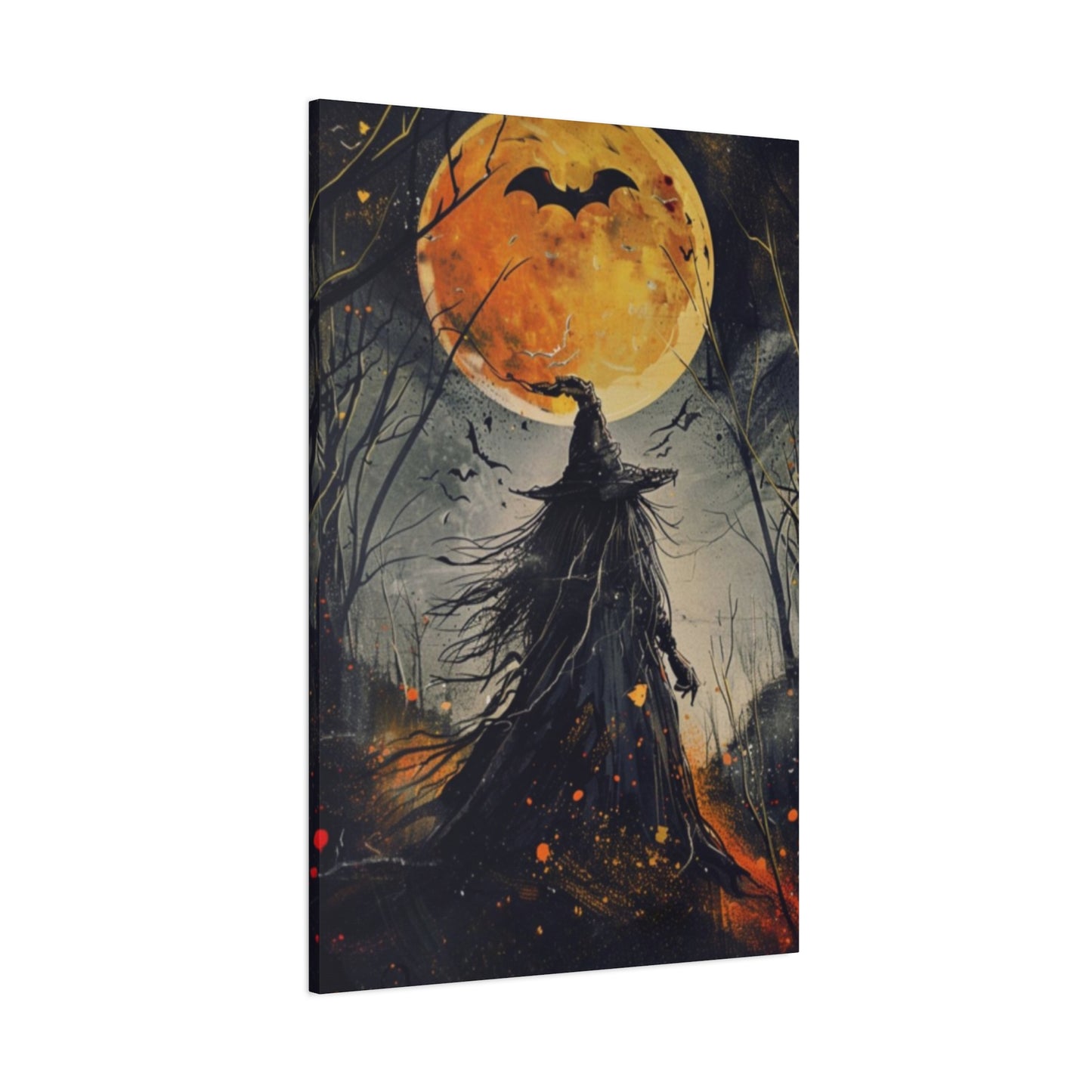 Full Moon Halloween Painting Wall Art & Canvas Prints