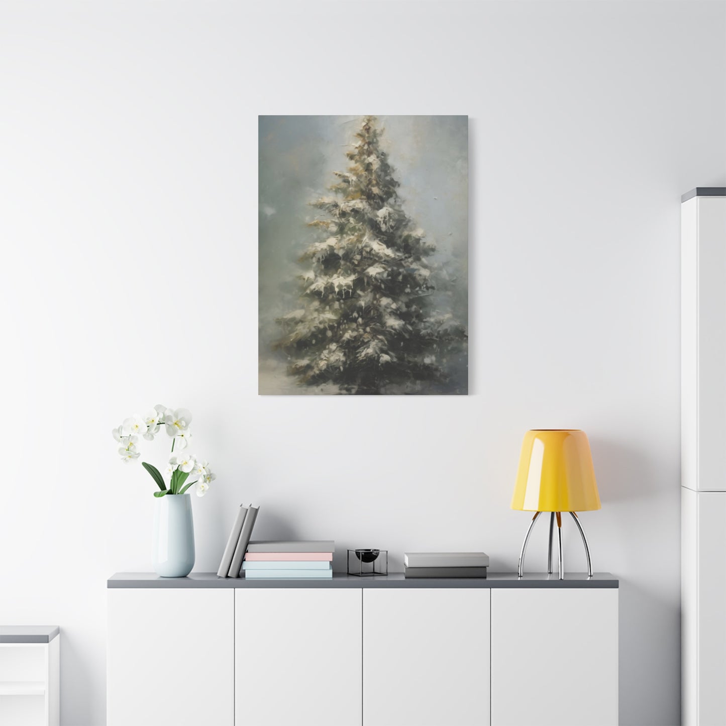 Snowy Christmas Tree Wall Art & Canvas Prints