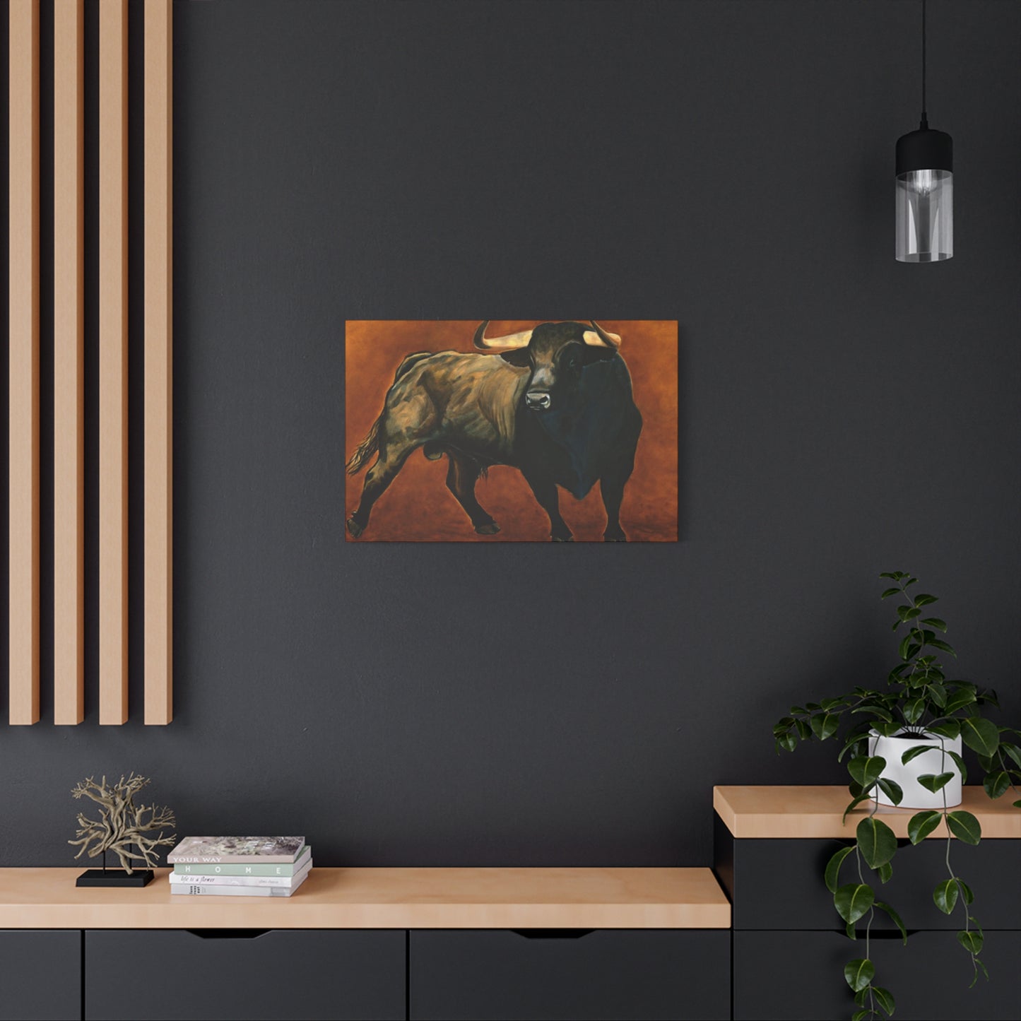 Old Hairy Black Bull Long Horns Wall Art & Canvas Prints