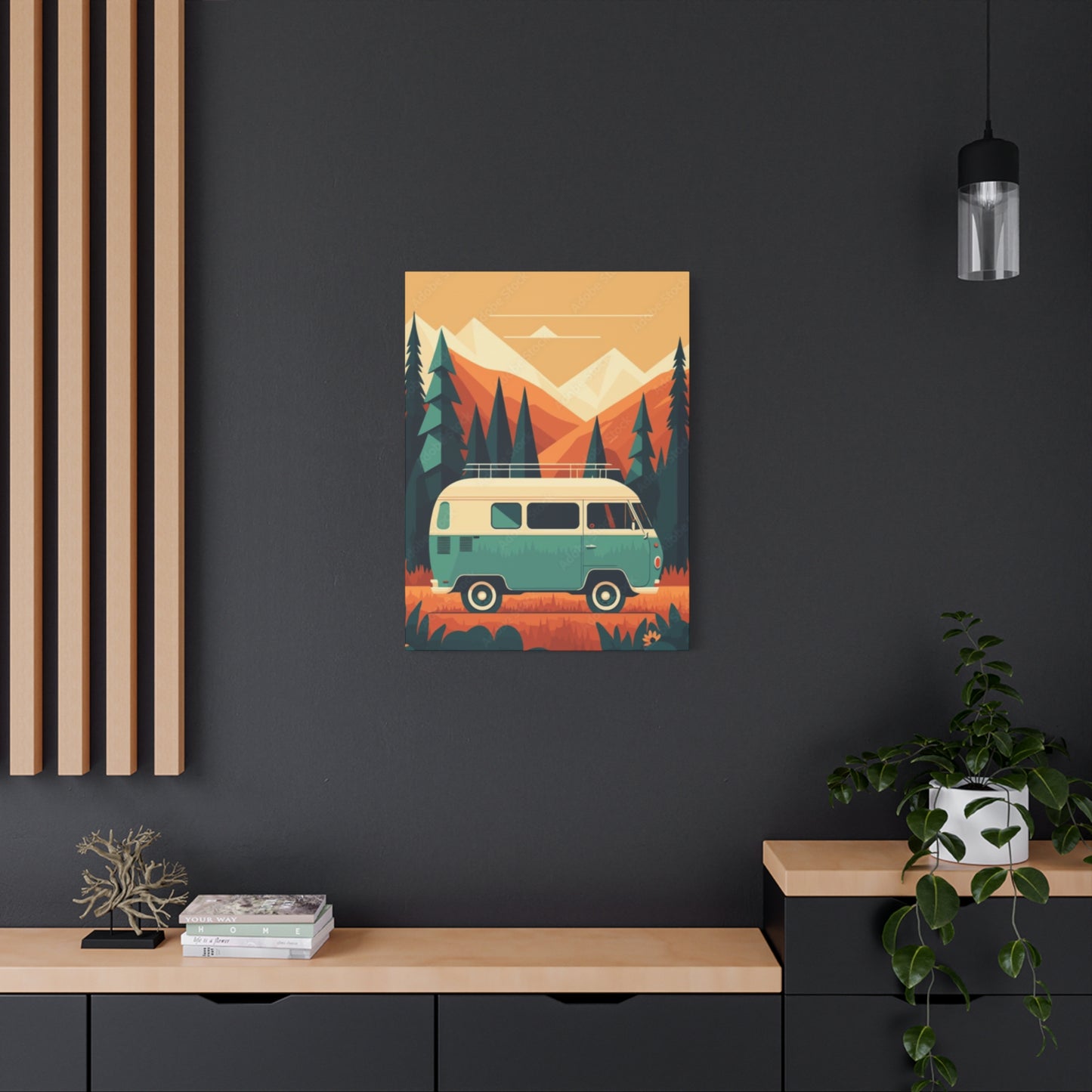 Camper Van in National Park Wall Art & Canvas Prints