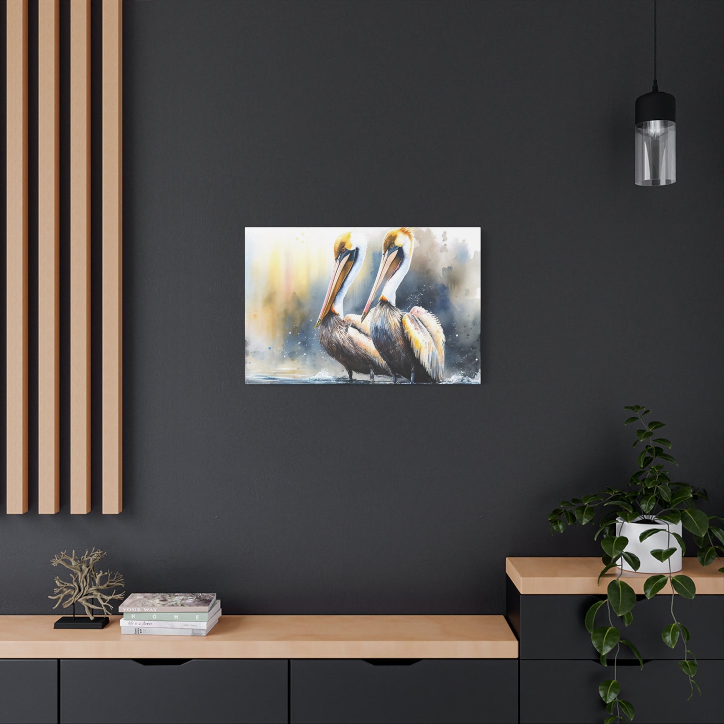 Pelican Colorful Couple Painting Wall Art & Canvas Prints