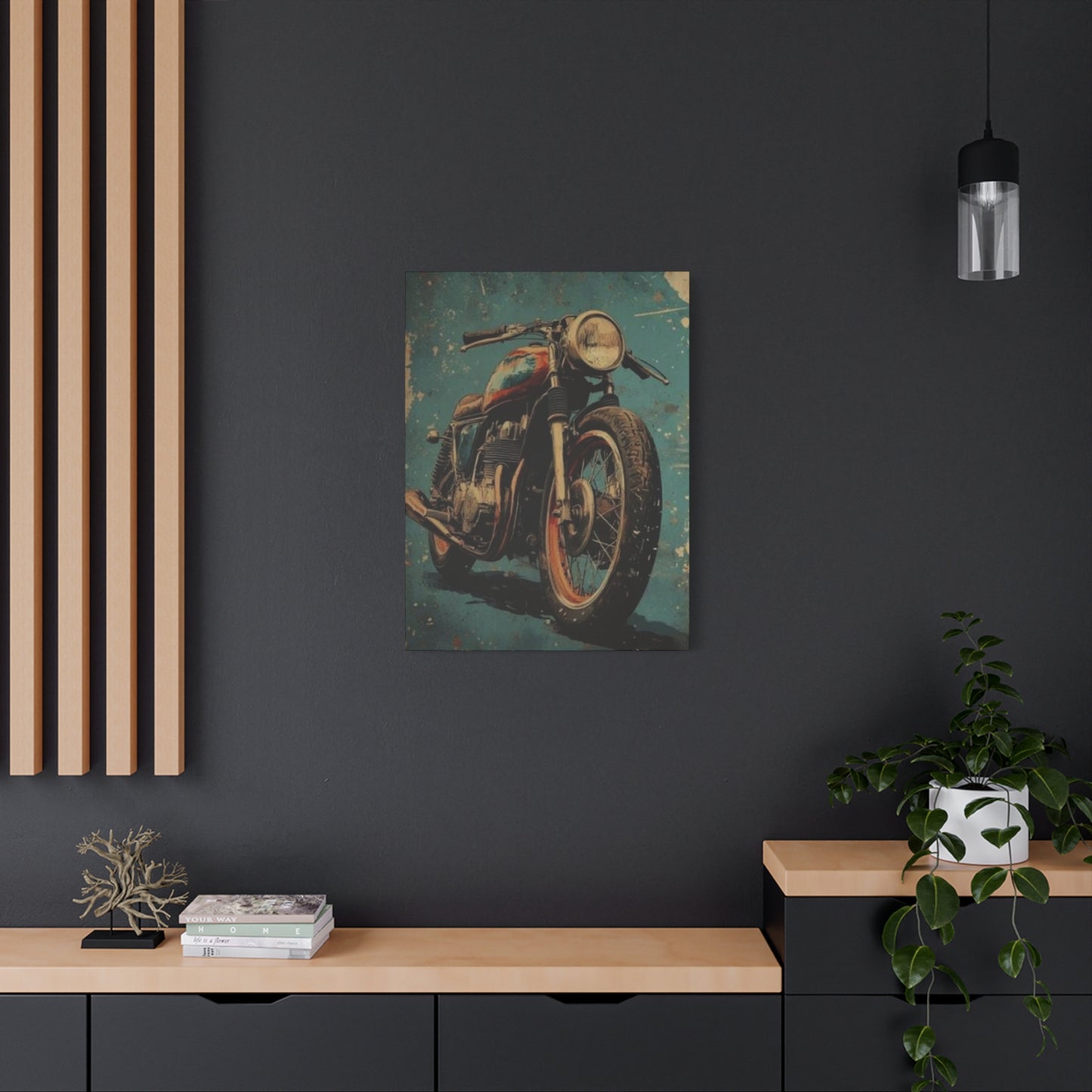 Blue Red Classic Poster Motorcycle Wall Art & Canvas Prints