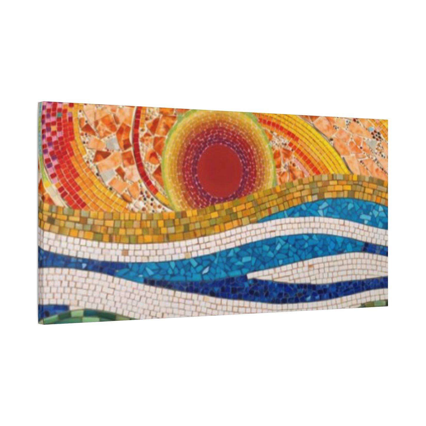 Sunset in Ocean Tiled Painting Panoramas Wall Art & Canvas Prints