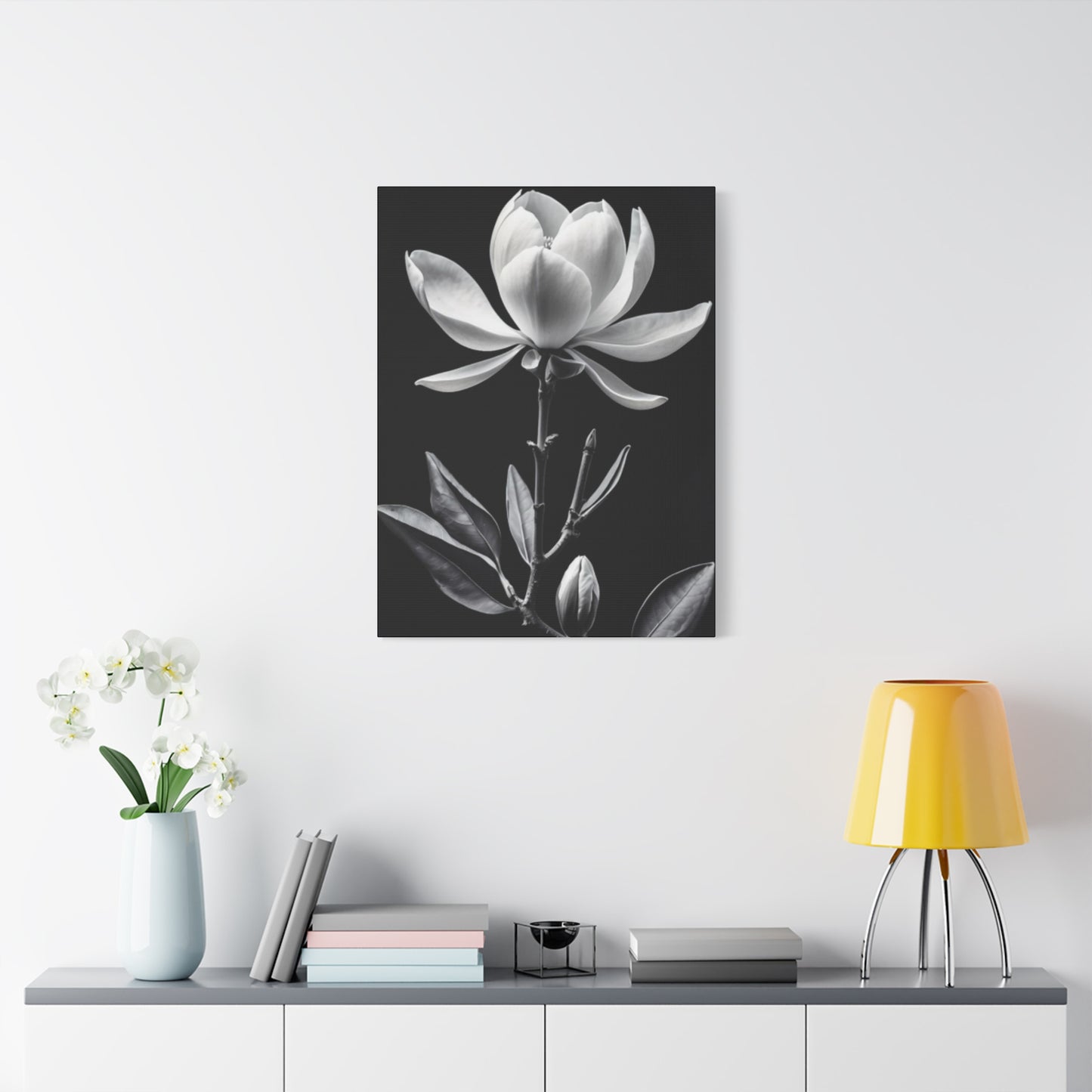 Monochrome Magnolia Flower Plant Wall Art & Canvas Prints