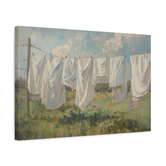 White Clothes Drying Laundry Wall Art & Canvas Prints