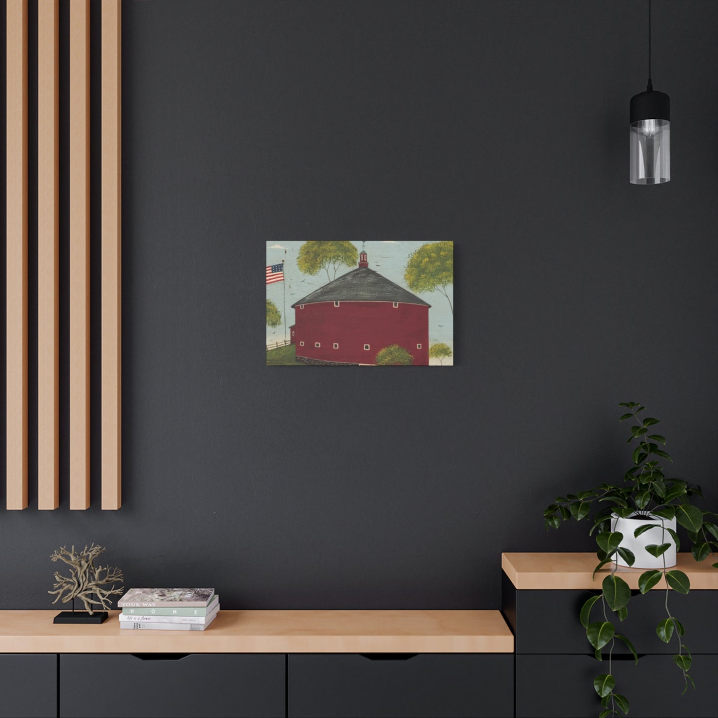 Red House And Flag Kimble Warren Wall Art & Canvas Prints