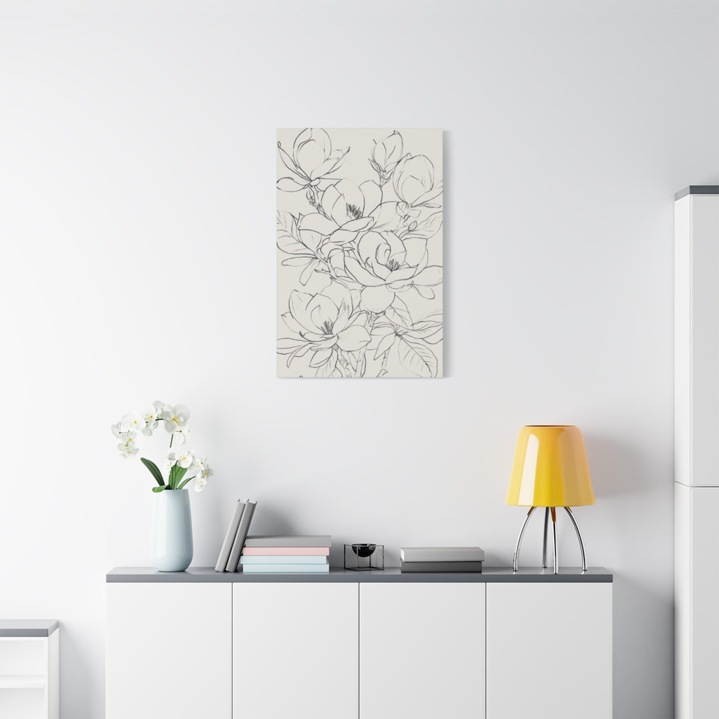 Magnolia Flower Sketch Wall Art & Canvas Prints