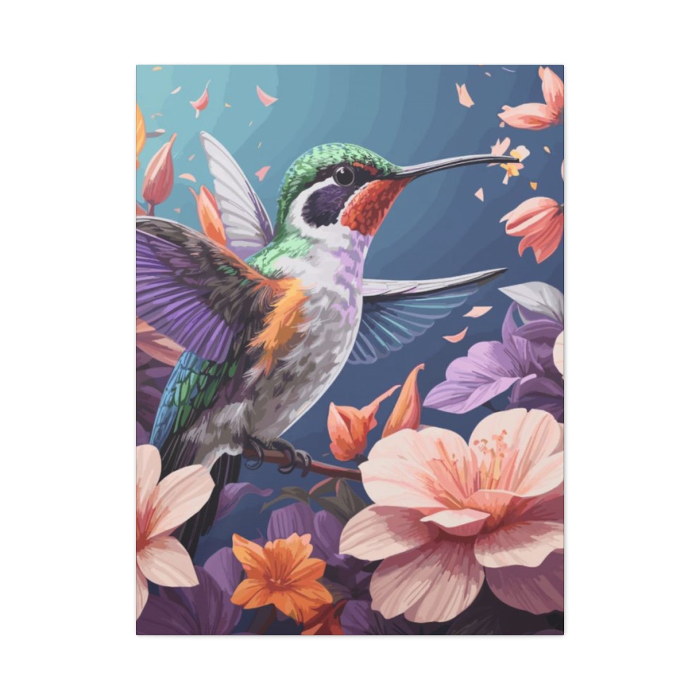 Humming Bird Closeup Painting Wall Art & Canvas Prints