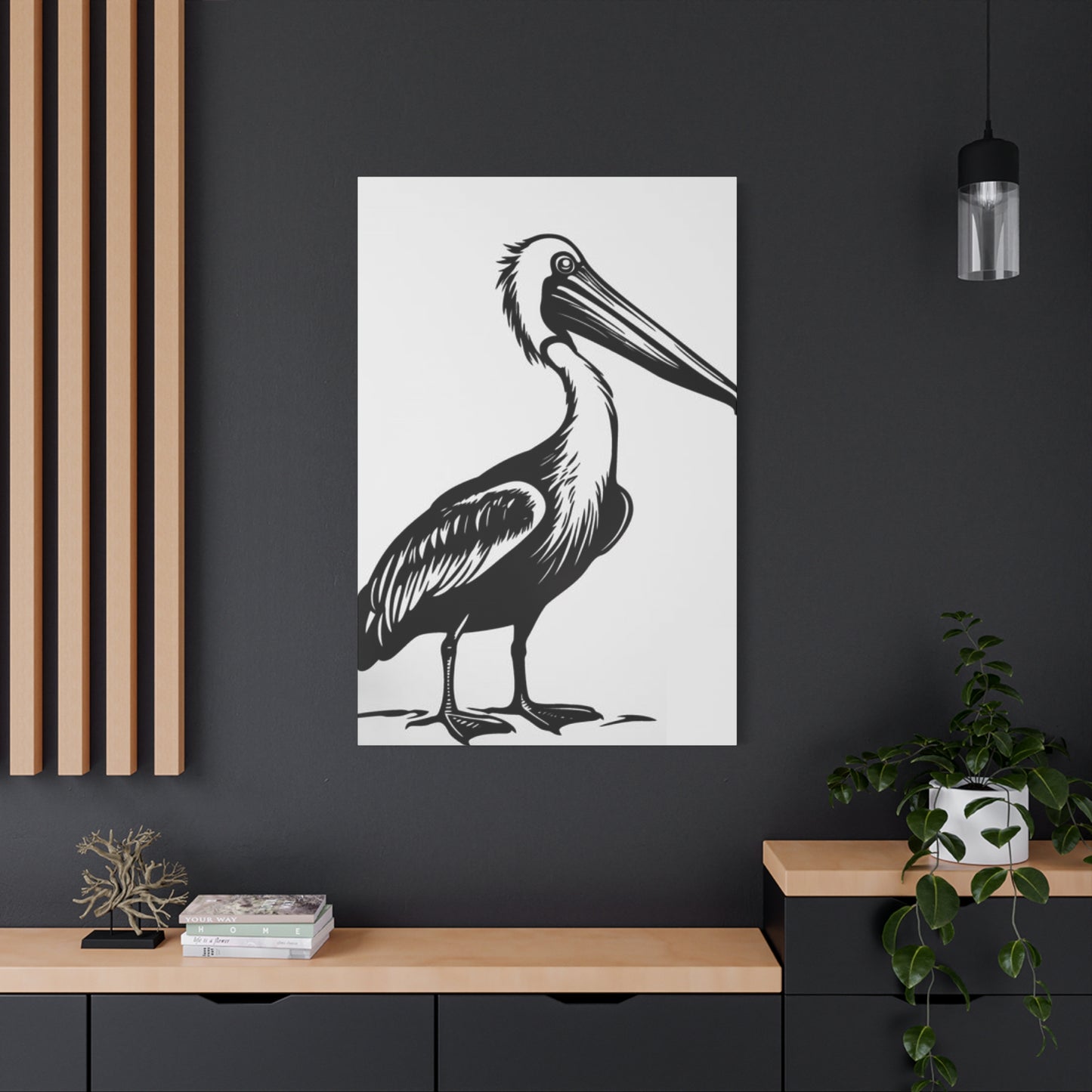 Black & White Pelican Poster Wall Art & Canvas Prints