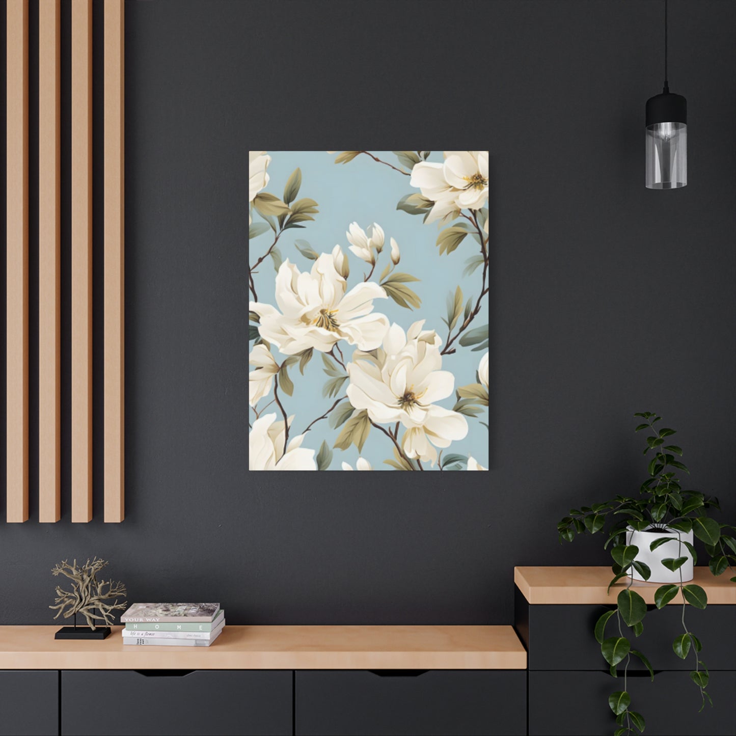 Blue Magnolia Flower Family Painting Wall Art & Canvas Prints