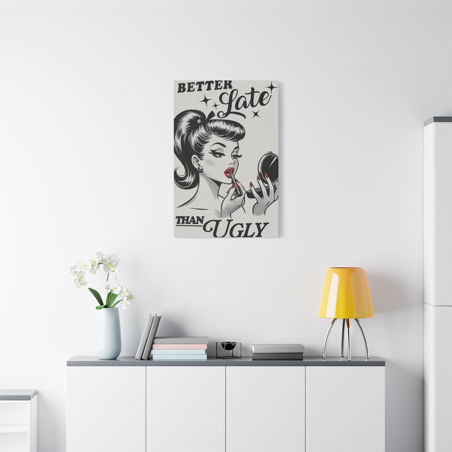 Beautiful Women Red Lips Painting Wall Art & Canvas Prints