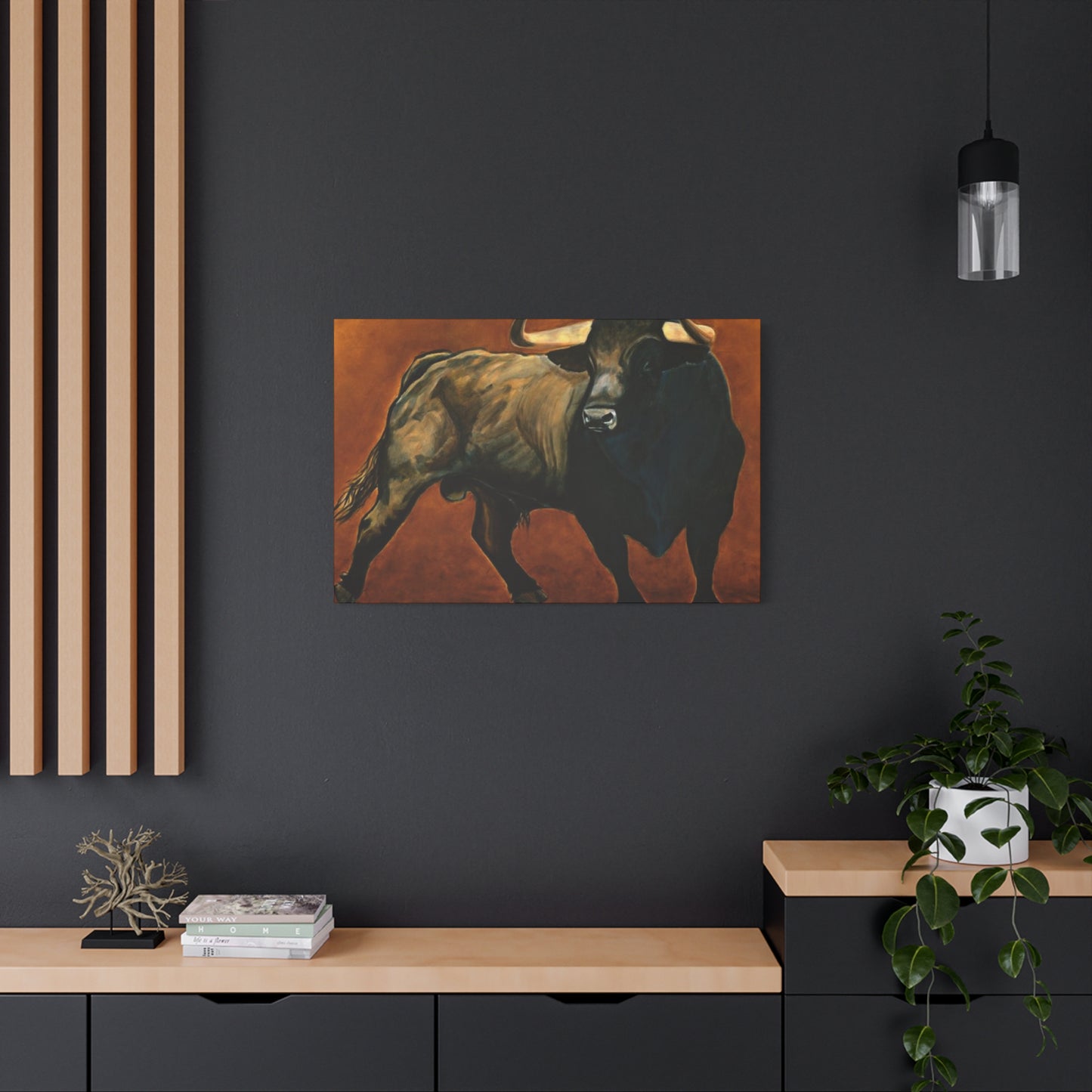 Old Hairy Black Bull Long Horns Wall Art & Canvas Prints