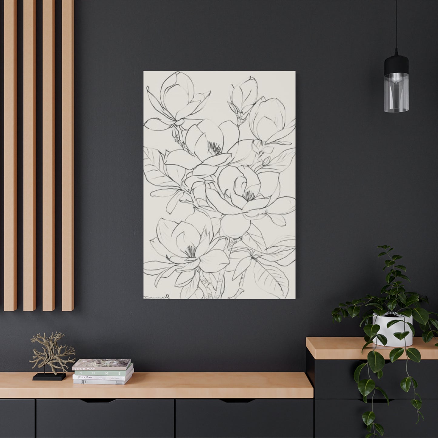 Magnolia Flower Sketch Wall Art & Canvas Prints