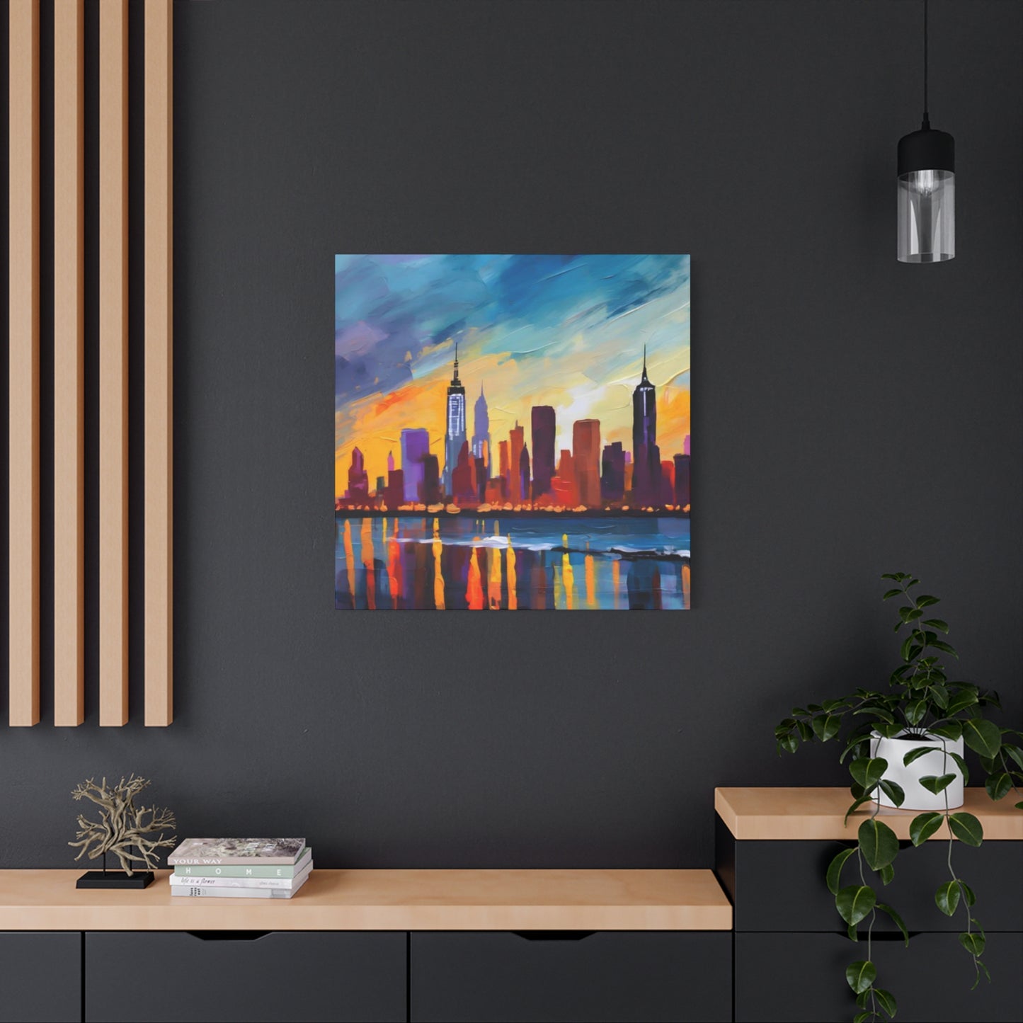 Skyline View From Sea Drawing NYC Skylines Wall Art & Canvas Prints