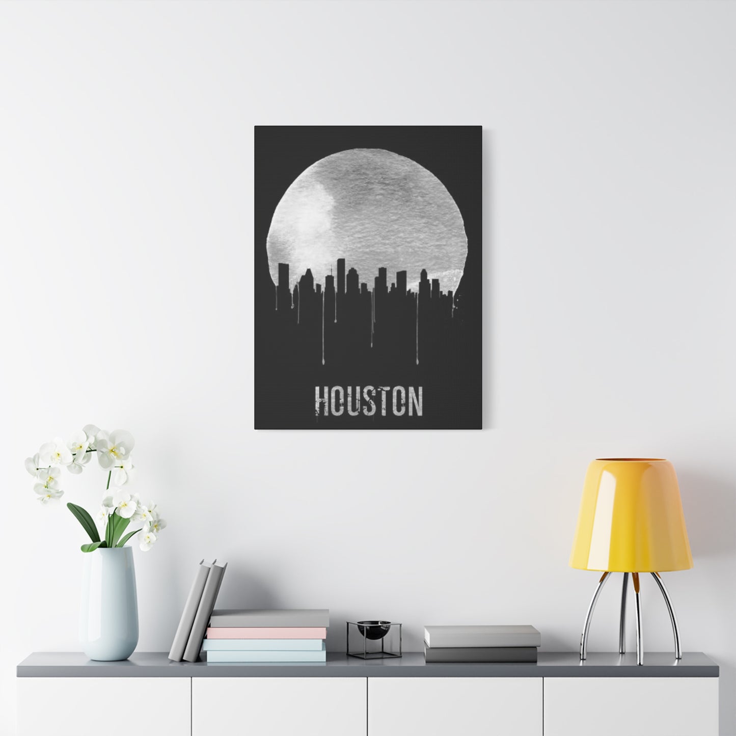 Aesthetic Full moon Houston Skyline Wall Art & Canvas Prints