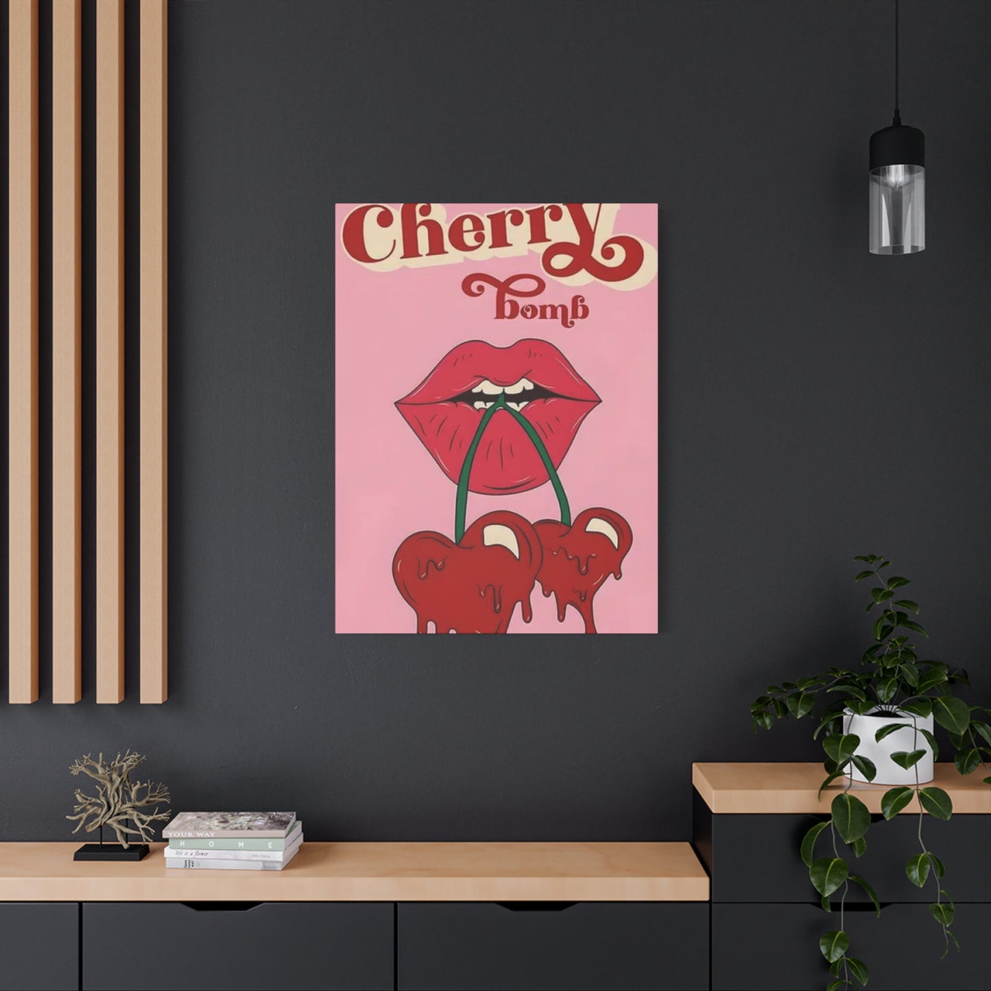 Cherry Bomb Lips Painting Wall Art & Canvas Prints