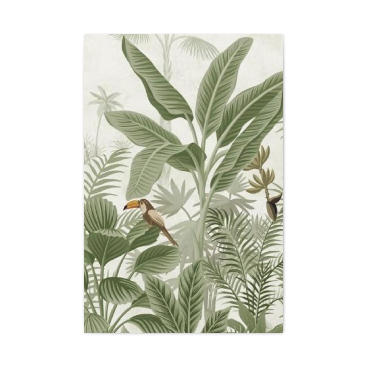 Beautiful Olive Green Plant & Bird Poster Wall Art & Canvas Prints