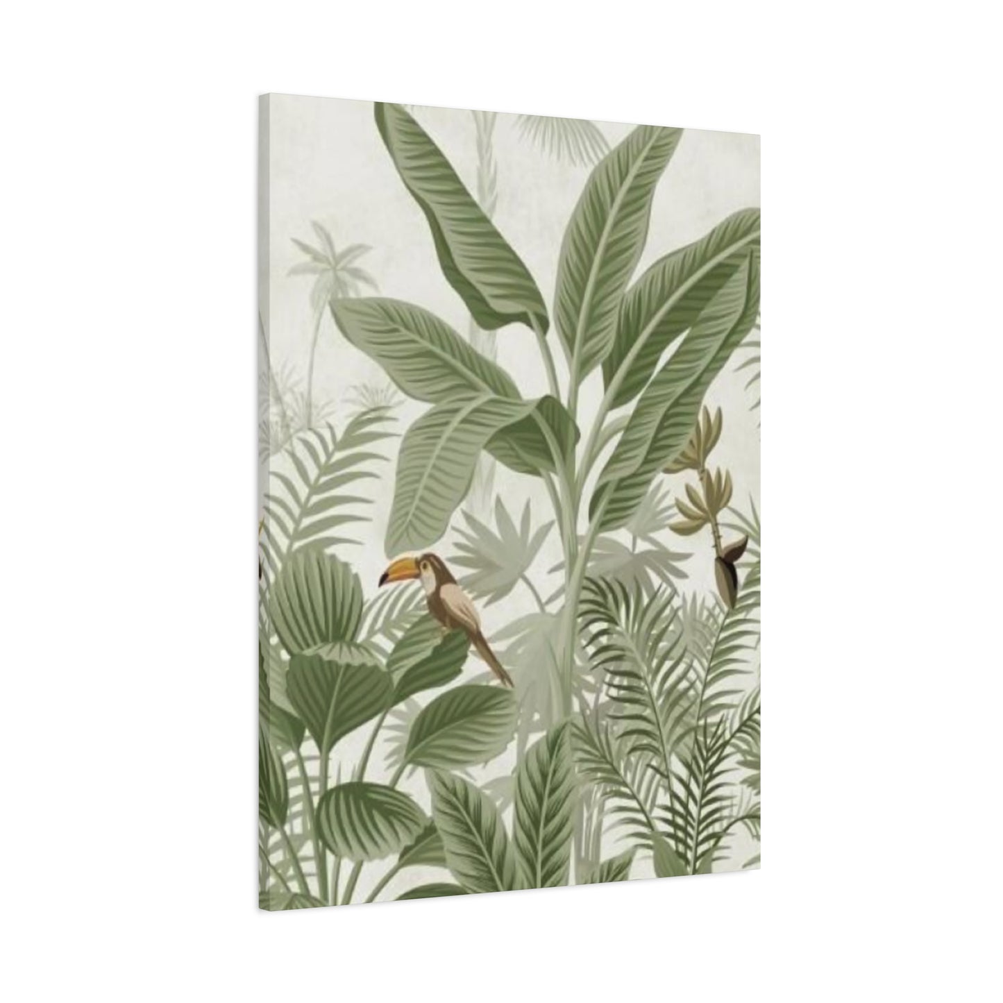 Beautiful Olive Green Plant & Bird Poster Wall Art & Canvas Prints