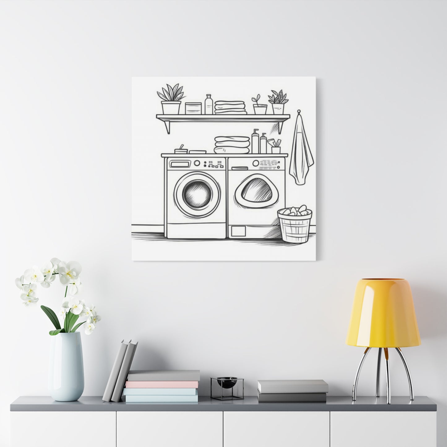 Washer Dryer Drawing Laundry Wall Art & Canvas Prints