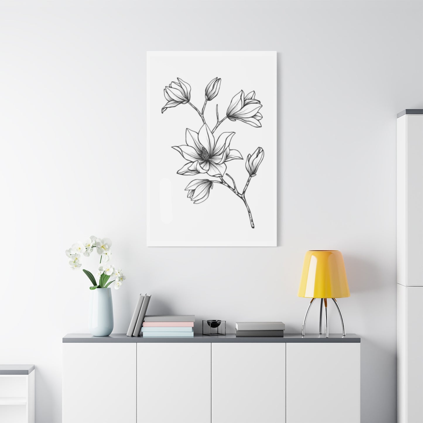 Magnolia Flower Sketch Wall Art & Canvas Prints