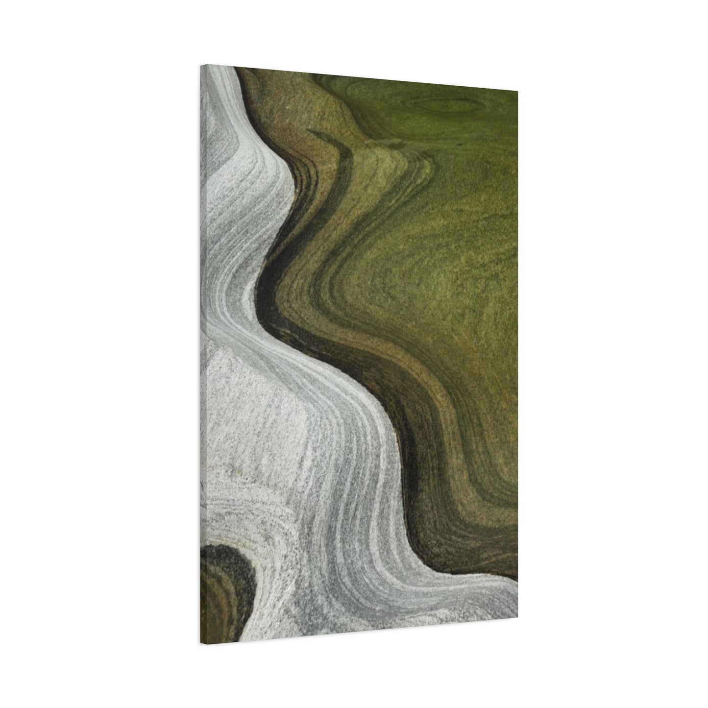 Olive Green & White Waves Wall Art & Canvas Prints