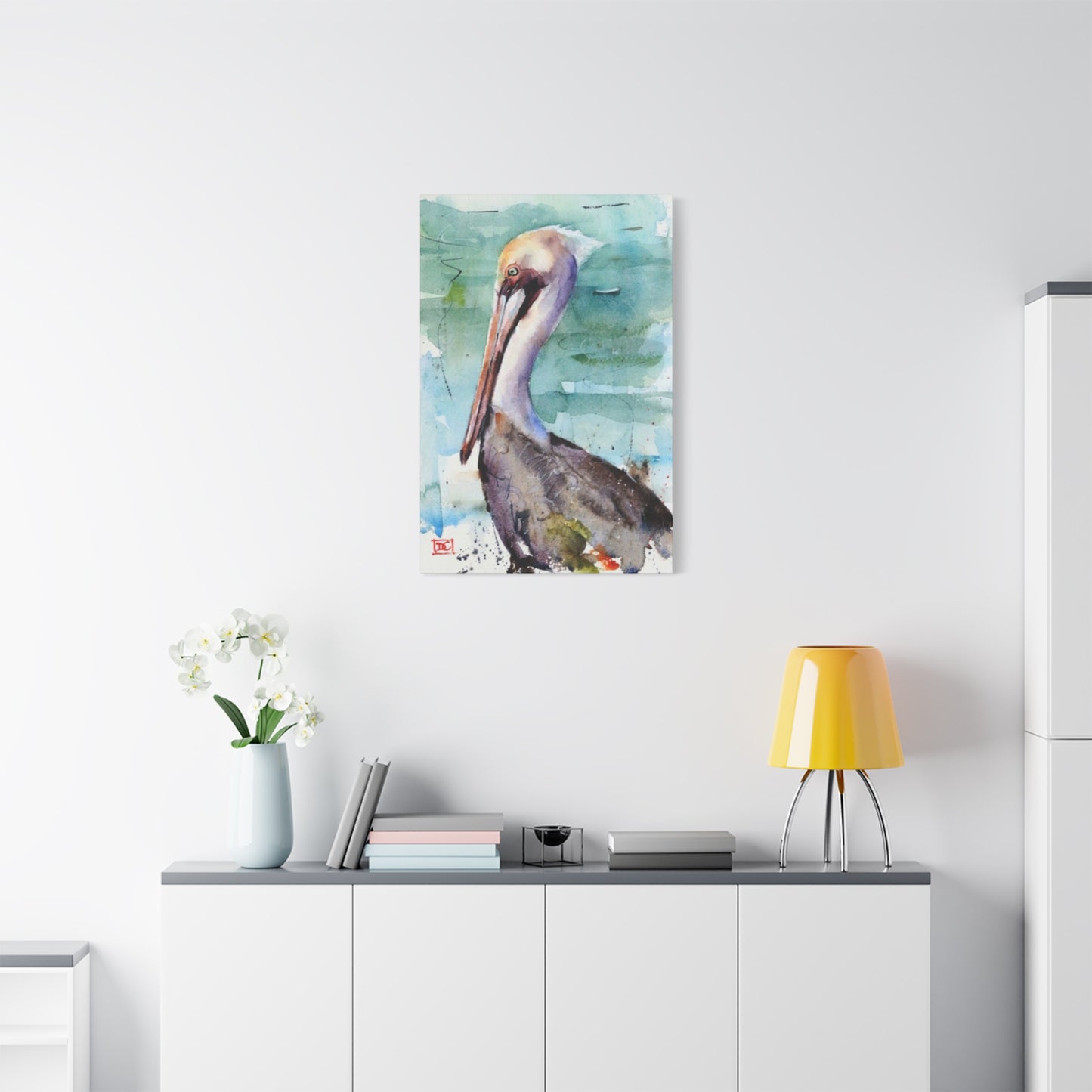 Pelican Colorful Water Painting Wall Art & Canvas Prints