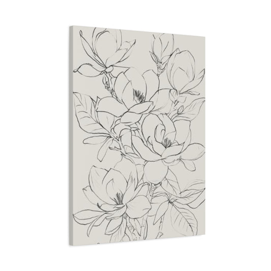 Magnolia Flower Sketch Wall Art & Canvas Prints