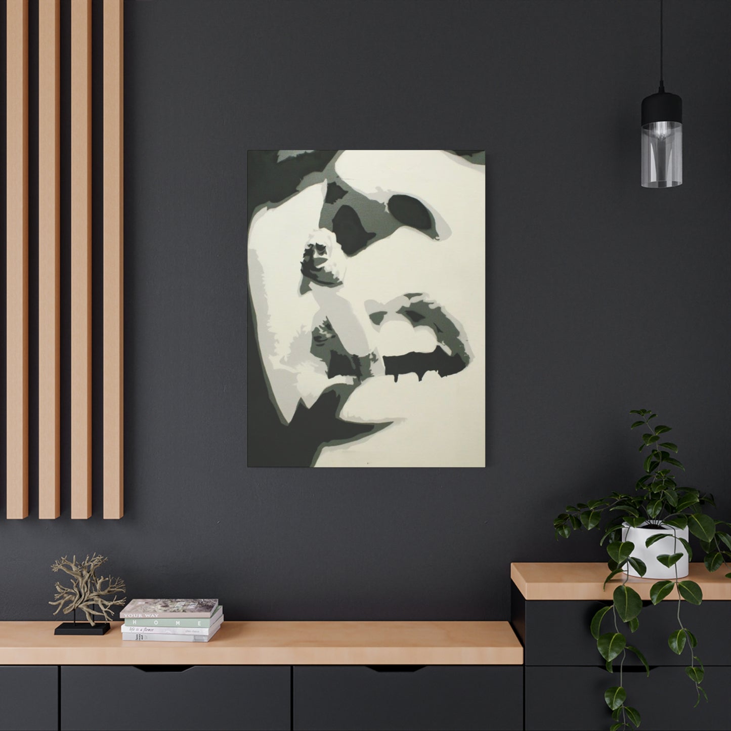 Greyscale Smoking Lips Abstract Painting Wall Art & Canvas Prints