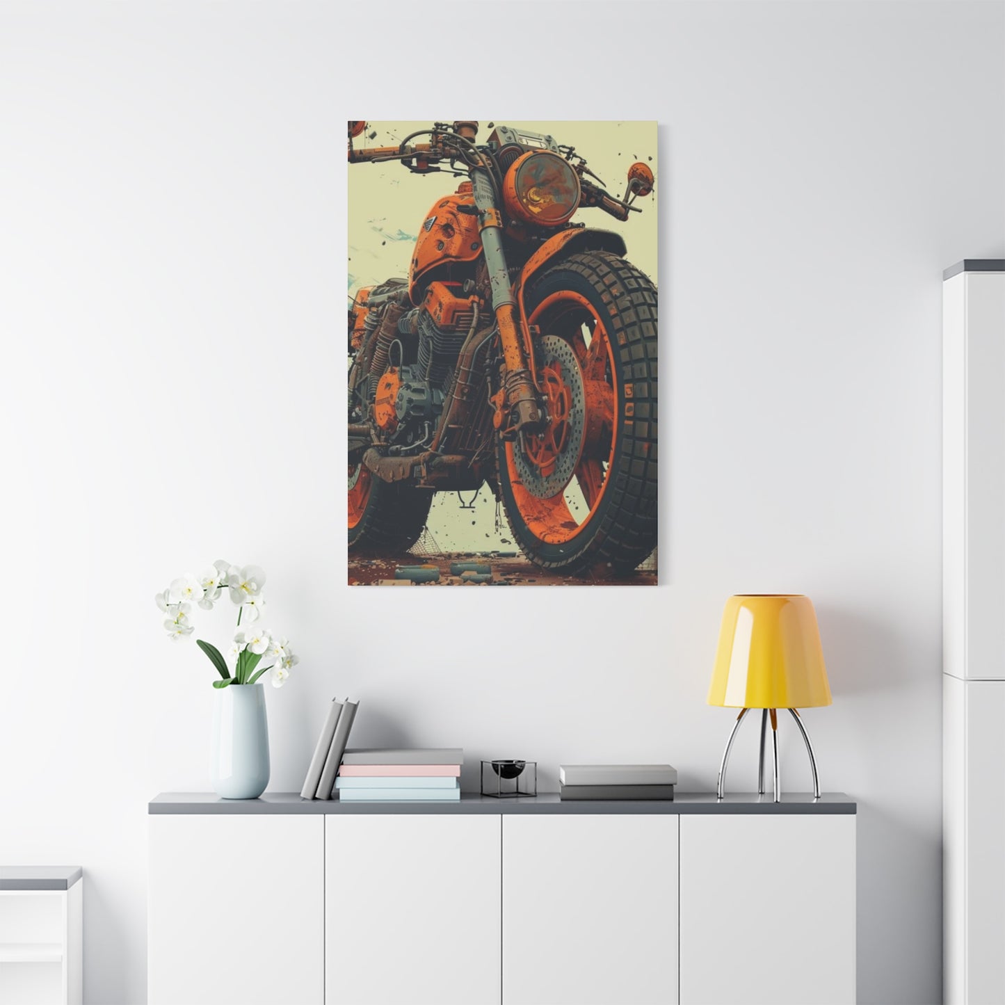 Orange Bike Poster Motorcycle Wall Art & Canvas Prints