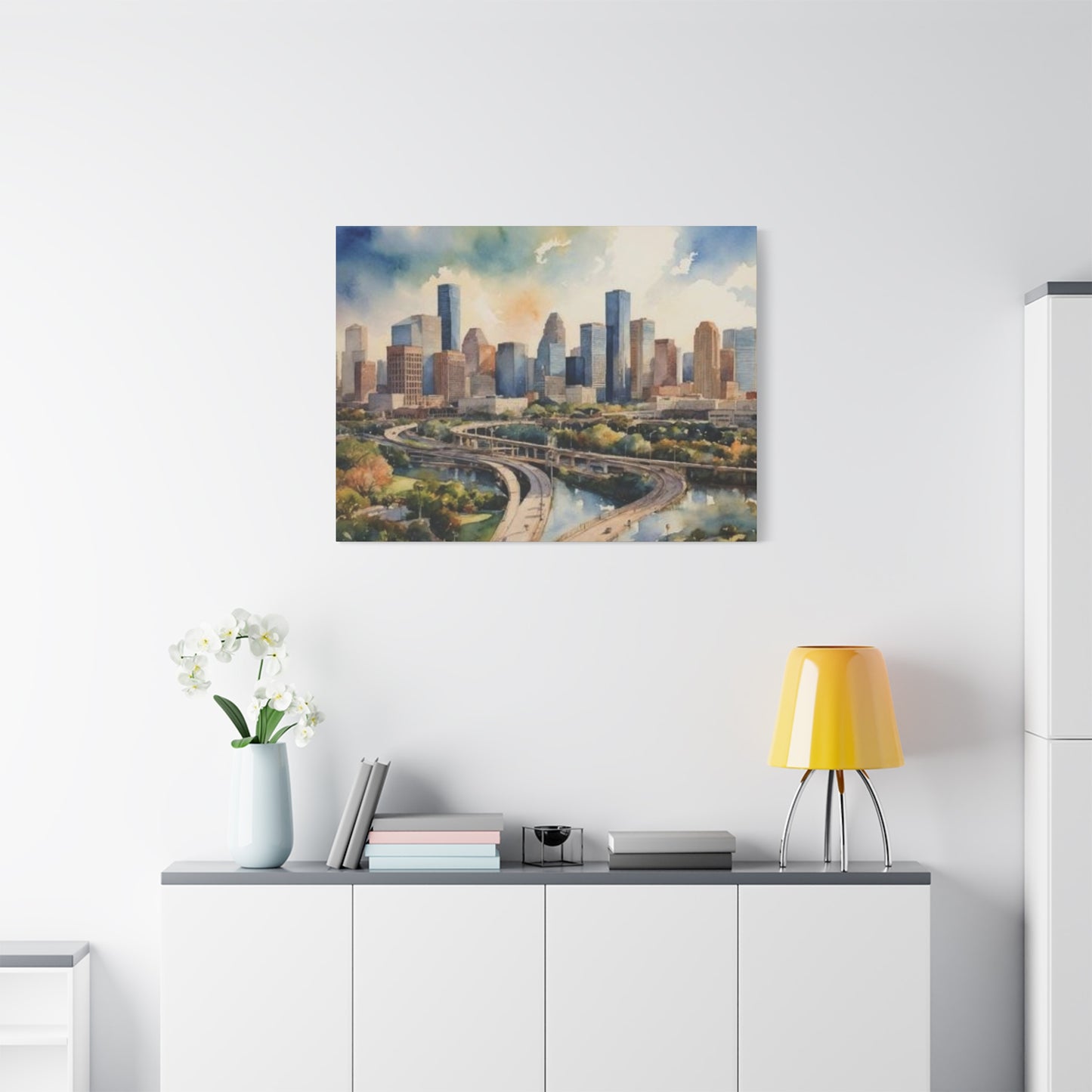 Houston Skyline Painting Wall Art & Canvas Prints