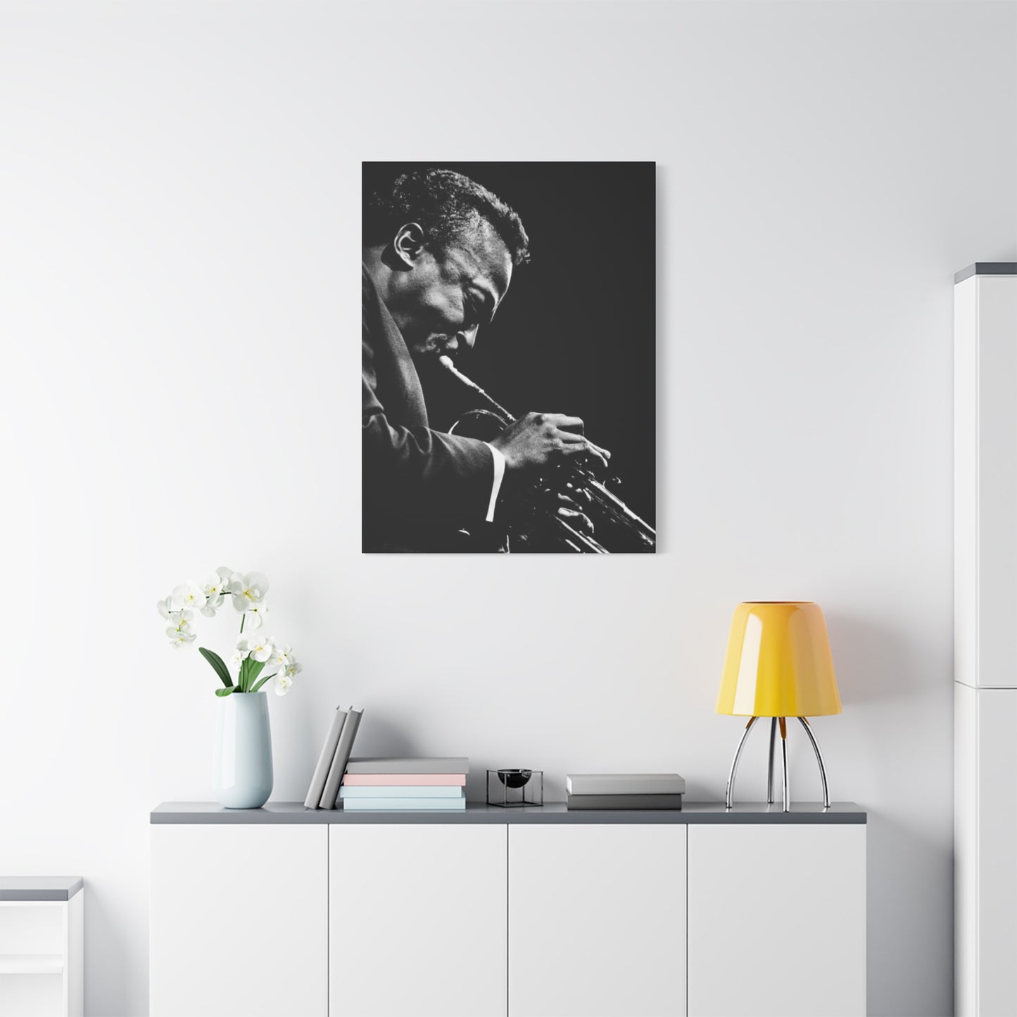 Black And White Jazz Instrument Artist Wall Art & Canvas Prints