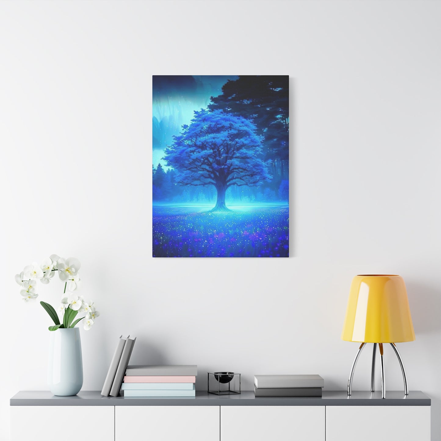 Blue Glowing Tree Wall Art & Canvas Prints