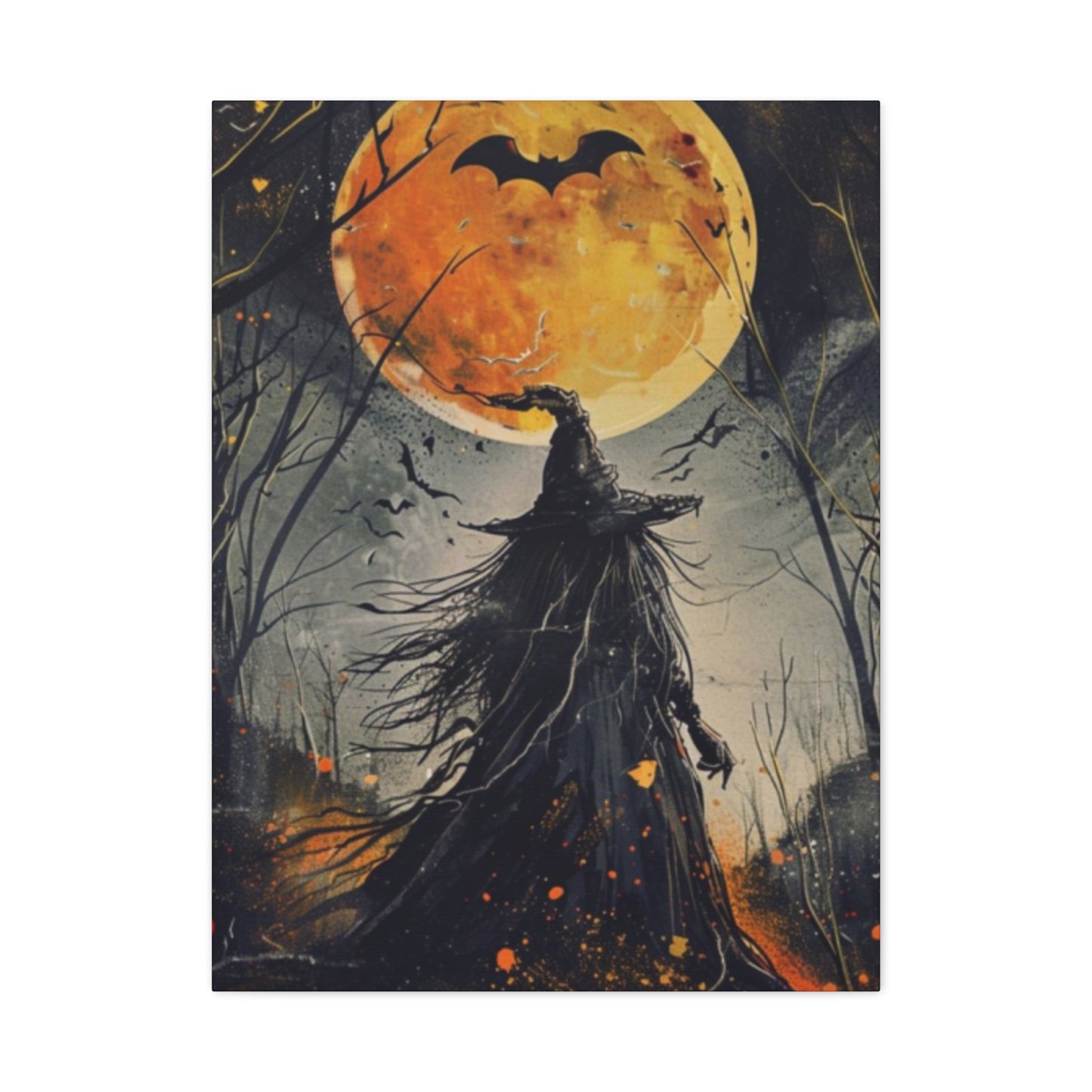 Full Moon Halloween Painting Wall Art & Canvas Prints