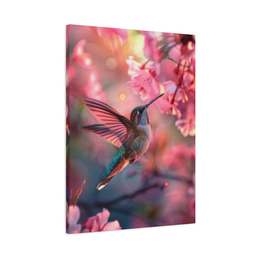 Pink Humming Bird Candid Painting Wall Art & Canvas Prints