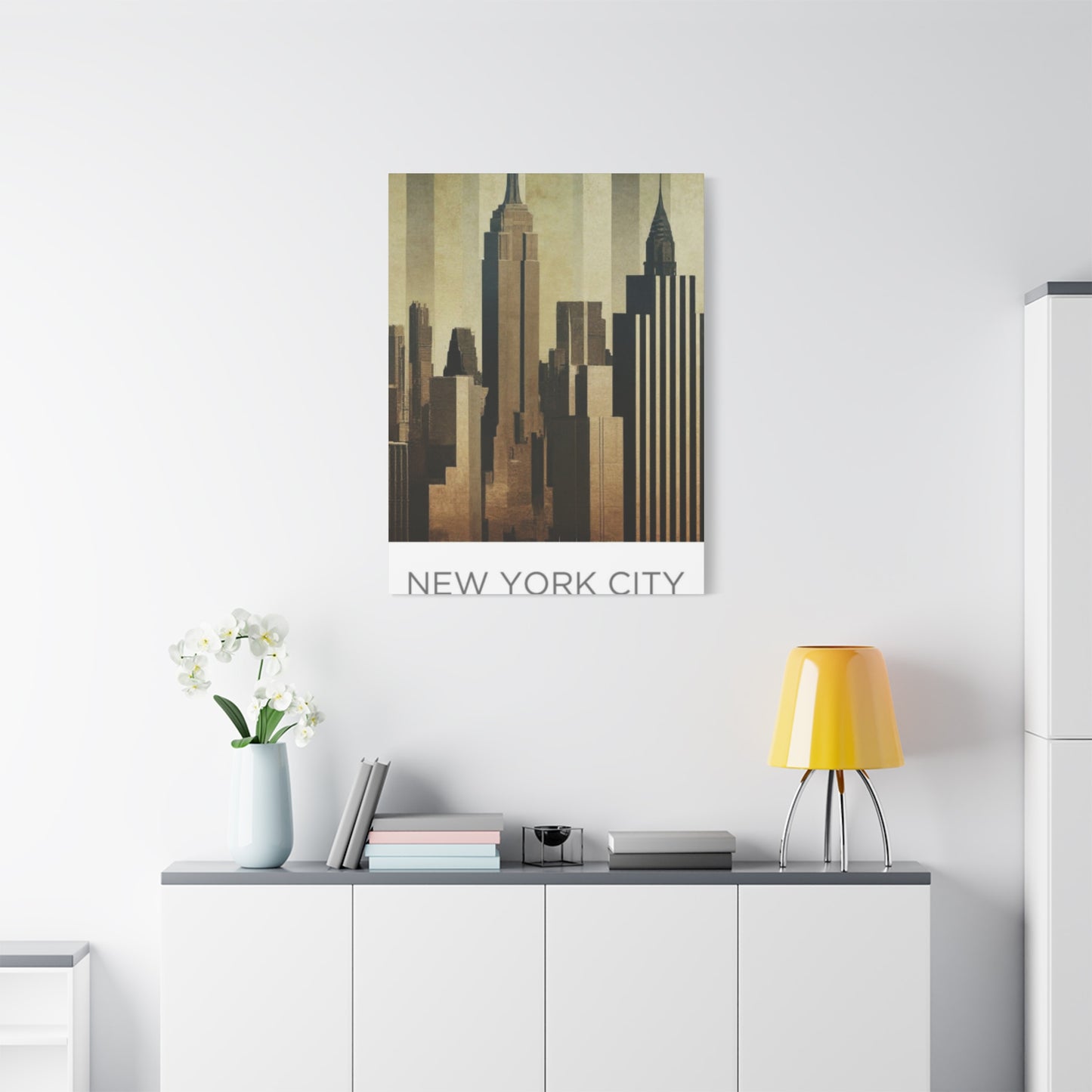 Sepia Tone City Skyline NYC Skyline Wall Art & Canvas Prints