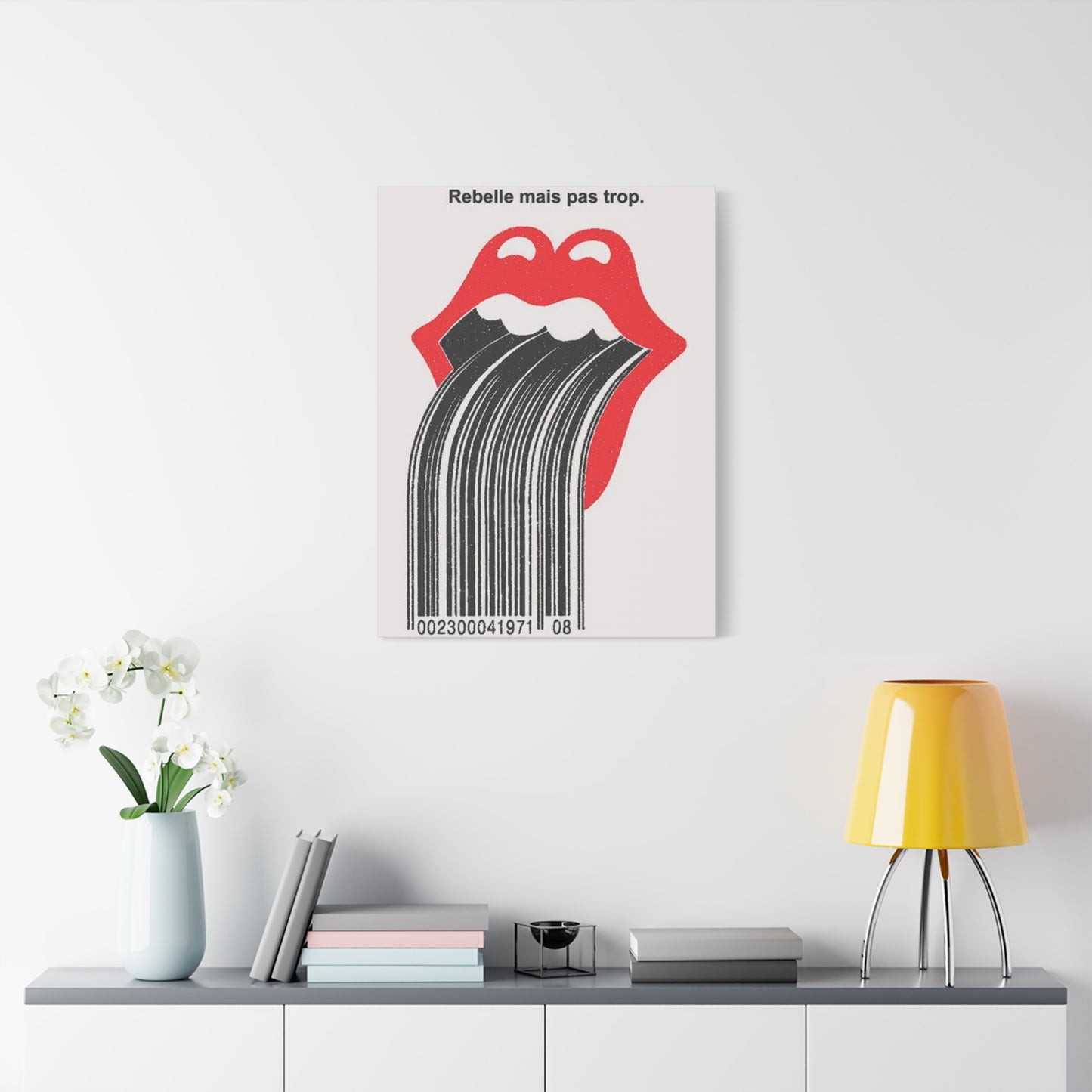 Bar Code Lips Painting Wall Art & Canvas Prints