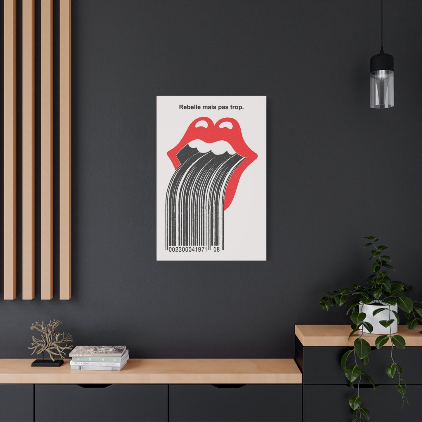 Bar Code Lips Painting Wall Art & Canvas Prints