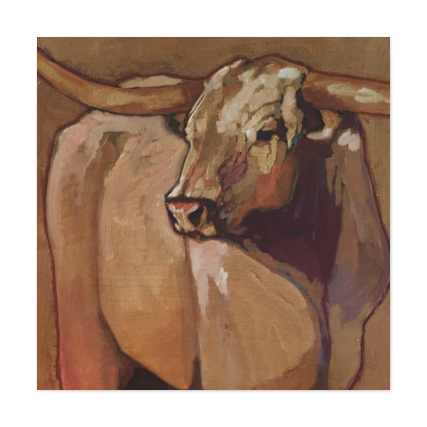 Bull Long Horn Painting Wall Art & Canvas Prints