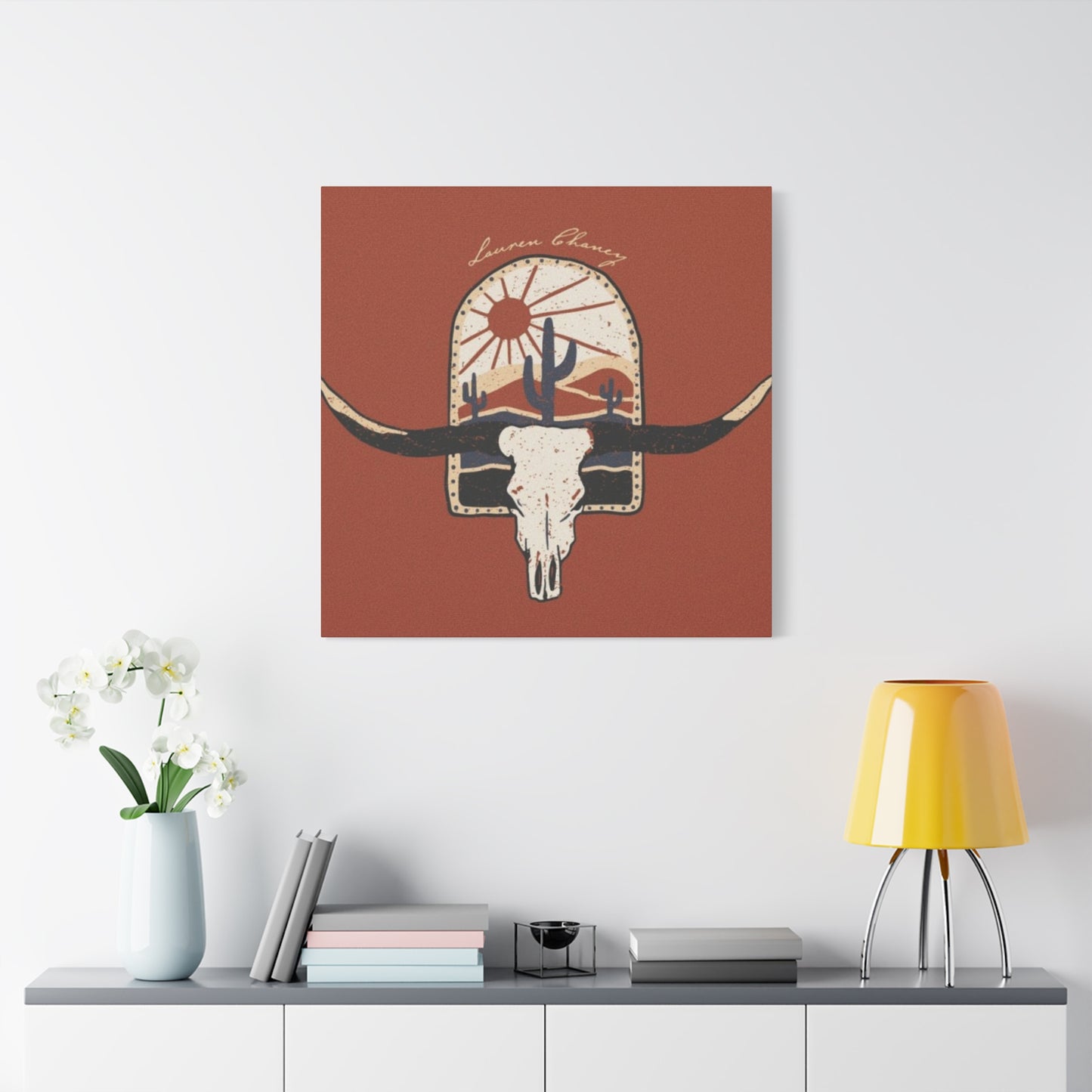 Logo Of Bull Long Horn Wall Art & Canvas Prints