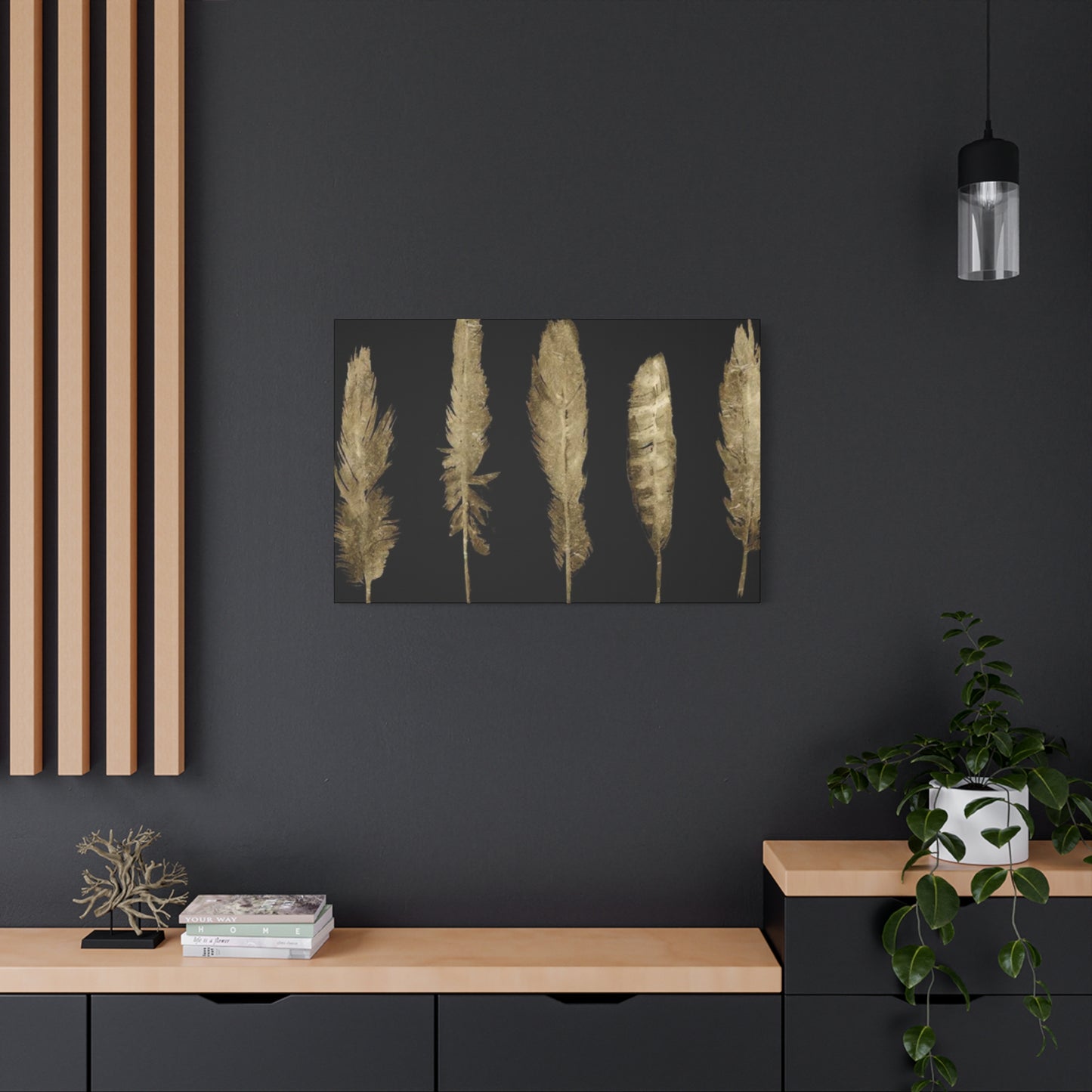 Golden Feather Wall Art & Canvas Prints