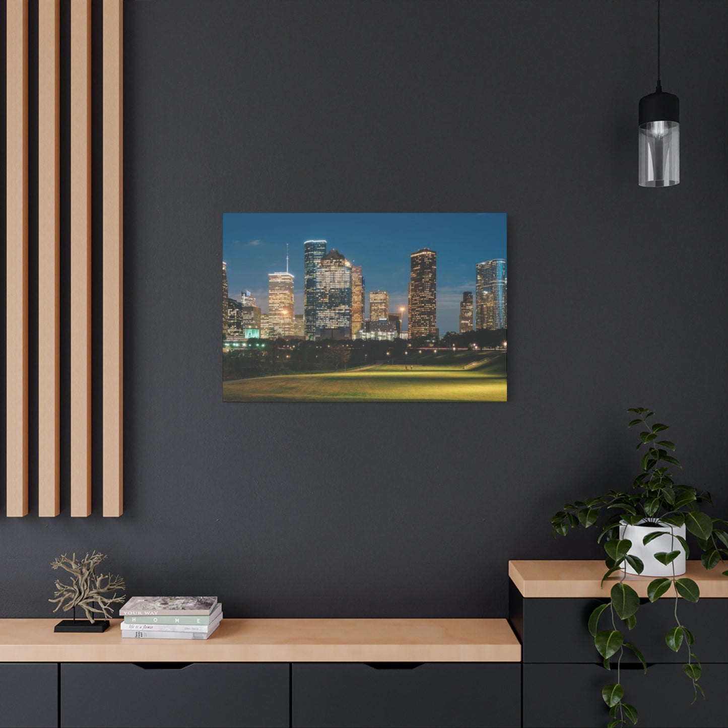 Night view of Houston Skyline Wall Art & Canvas Prints