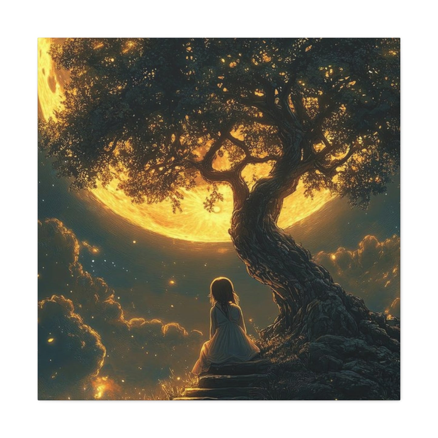 Yellow Moonrise Fantasy Wall Art & Canvas Prints