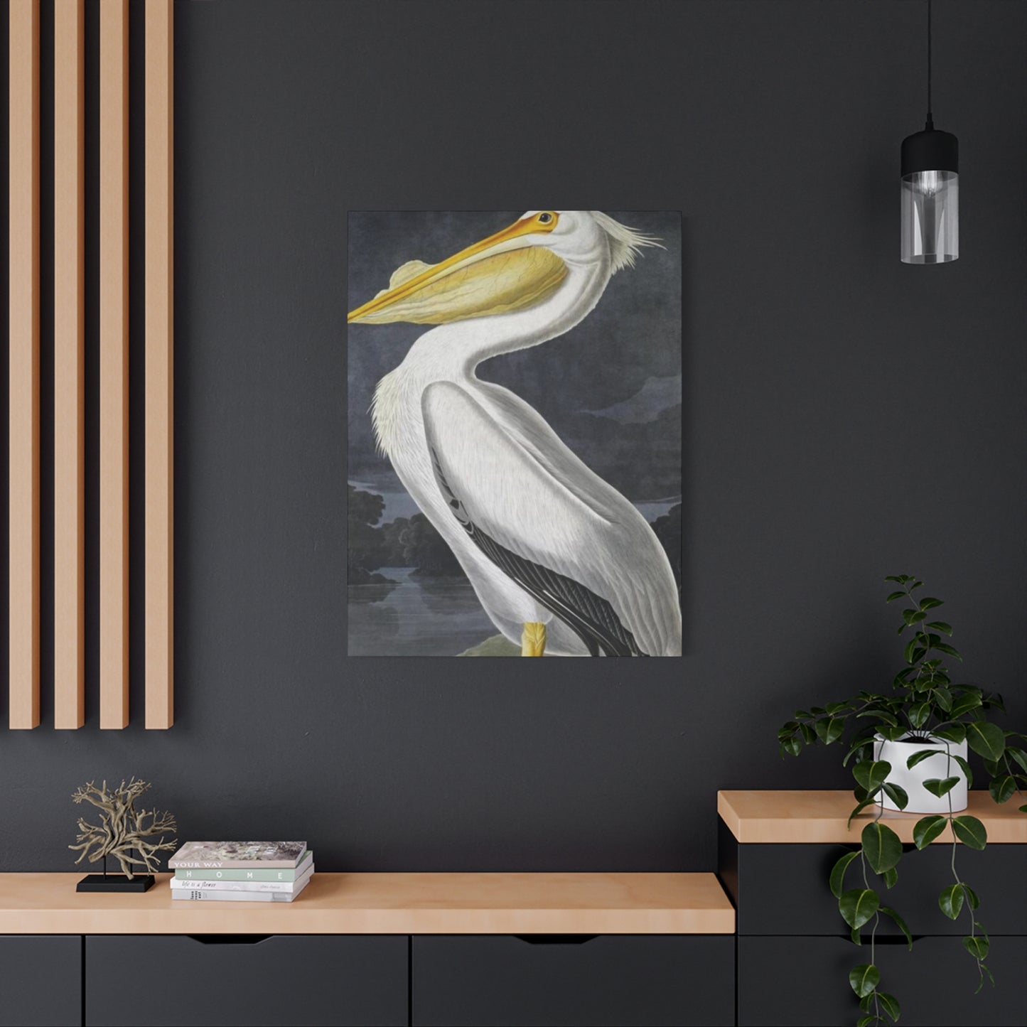 Long Fat Beak Pelican Candid Drawing Wall Art & Canvas Prints