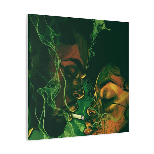 Couple With Joint Marijuana Wall Art & Canvas Prints